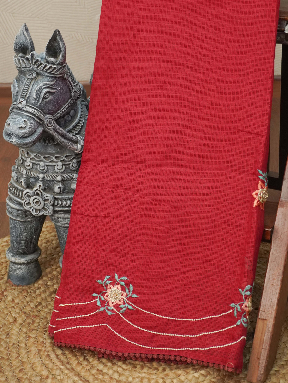 Kota Cotton Saree With Embroidery Work | TTDS3613