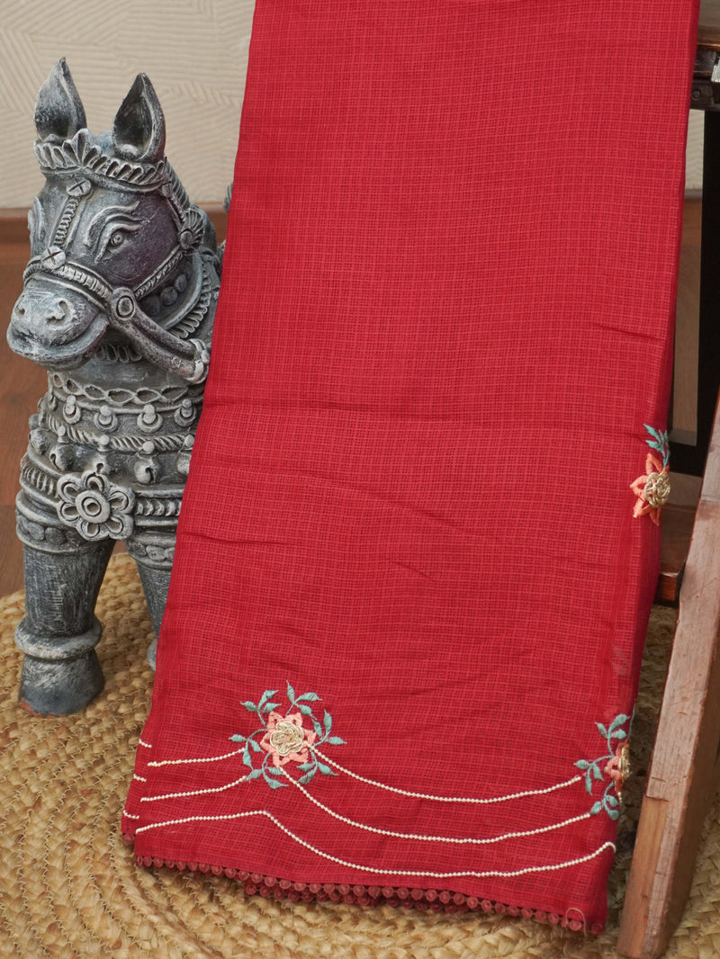 Kota Cotton Saree With Embroidery Work | TTDS3613