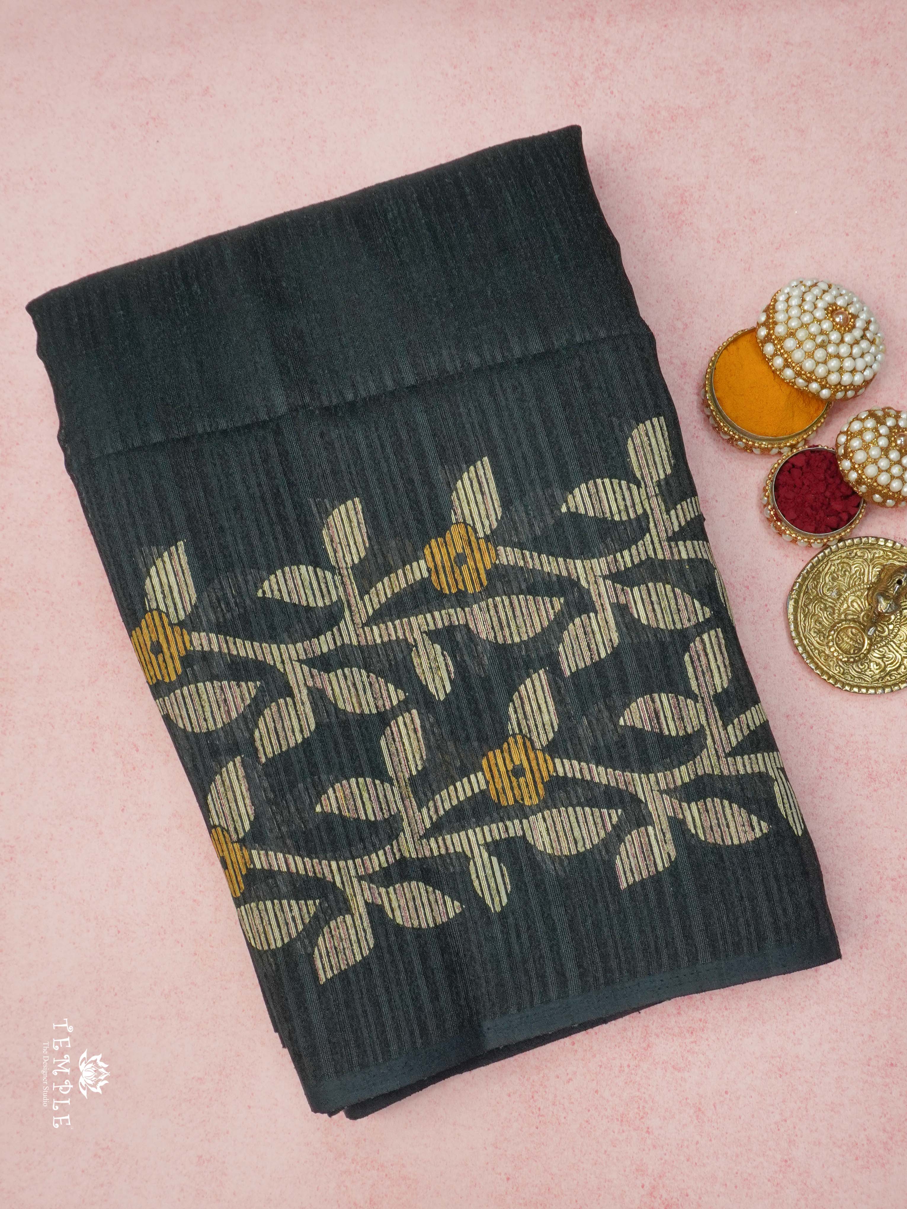 Linen Silk Saree(Green) | TTDS2266