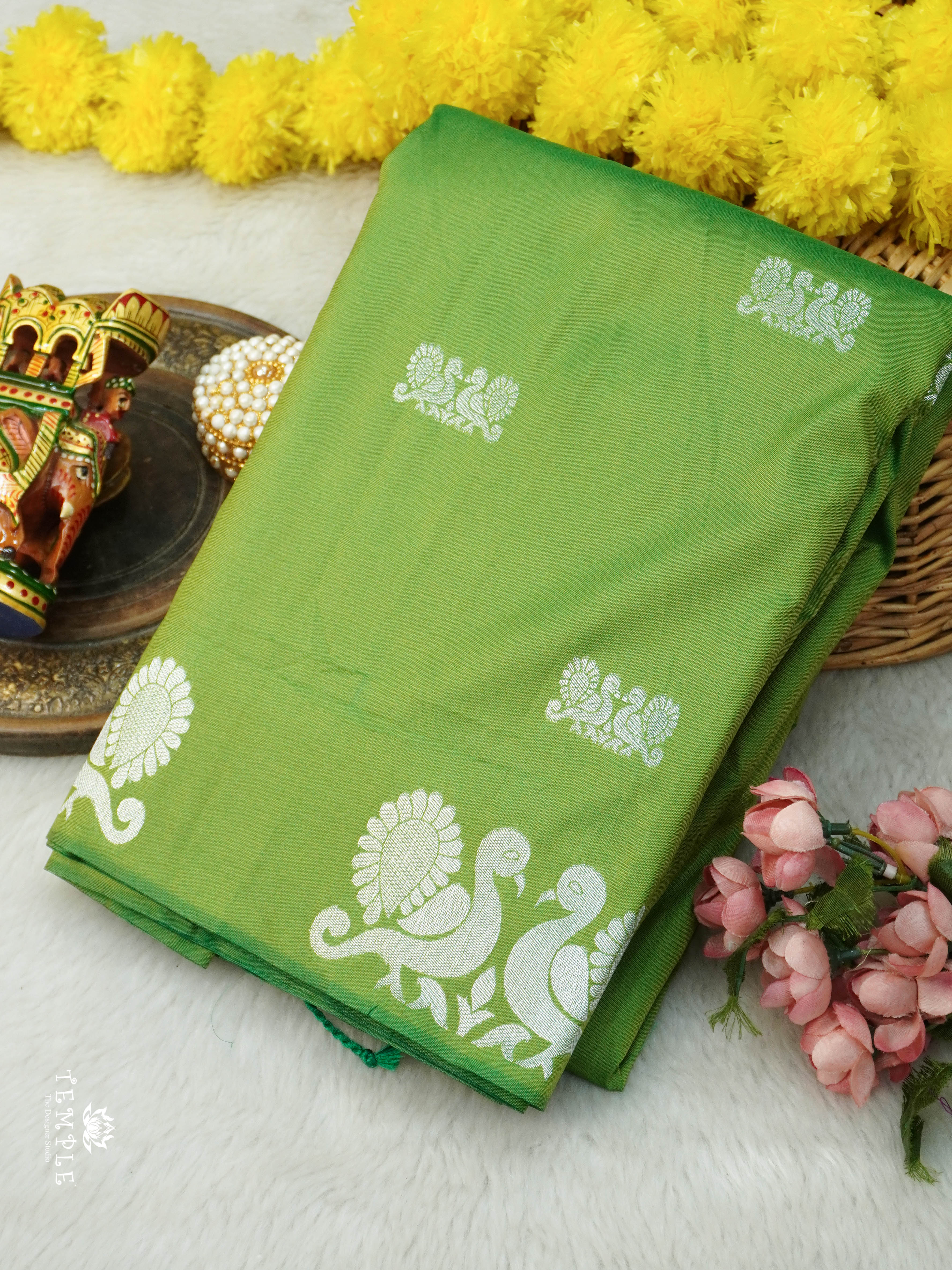 Semi Silk Saree with Peacock Design | TTDS2779
