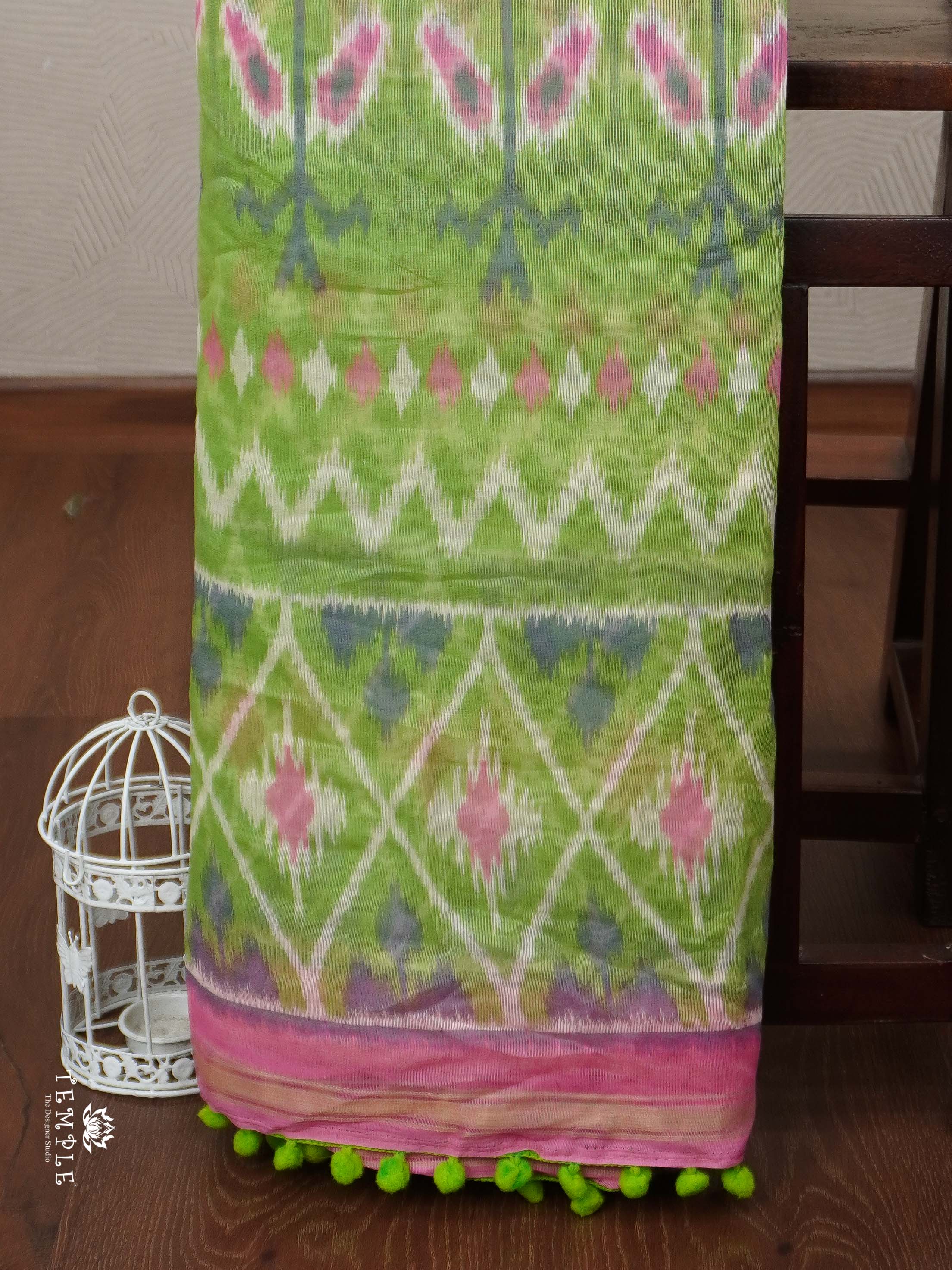 Chanderi Cotton Saree With Pompoms | TTDS2271