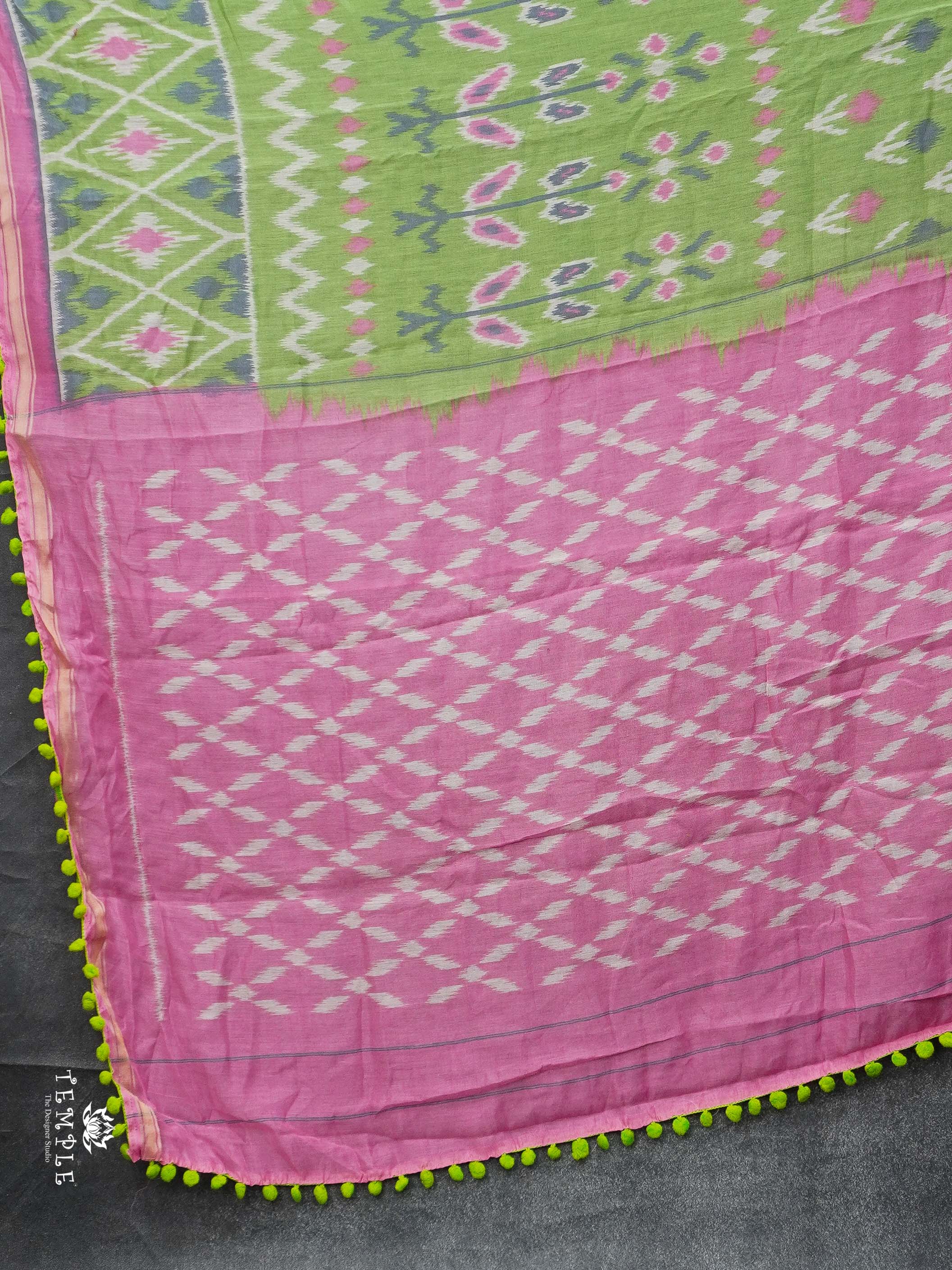 Chanderi Cotton Saree With Pompoms | TTDS2271