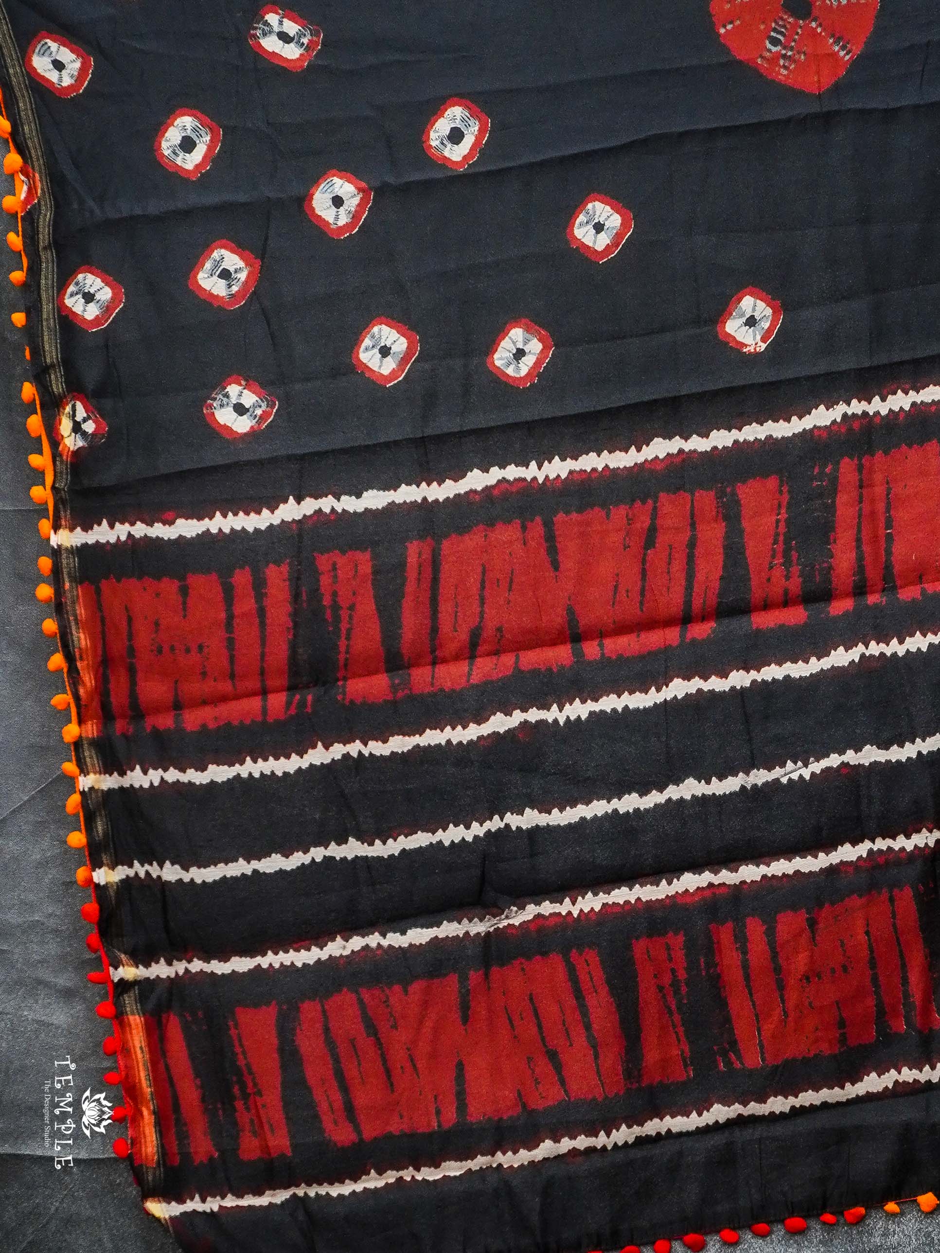 Chanderi Cotton Saree With Pompoms | TTDS2271