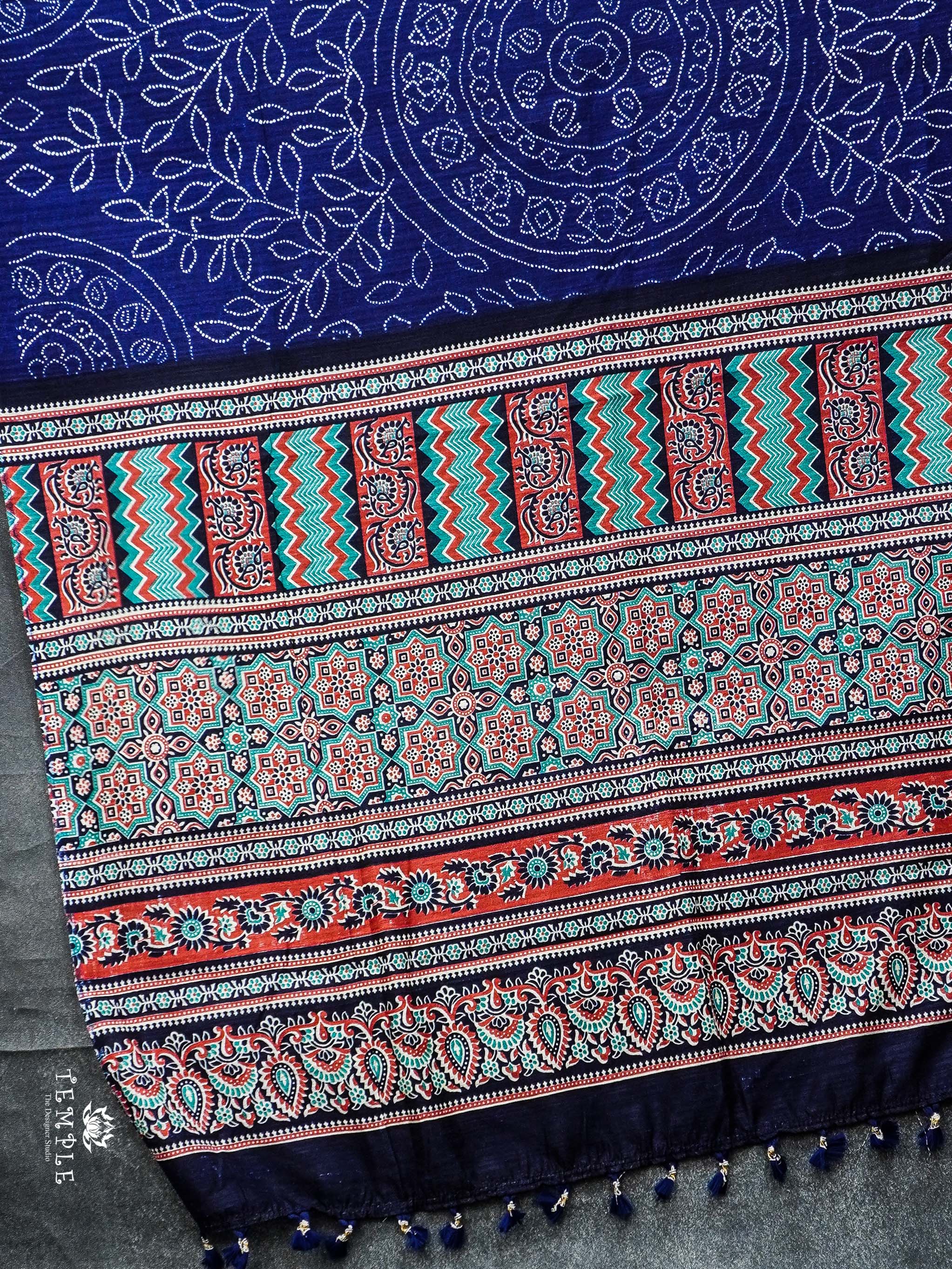 Printed Linen Silk Saree | TTDS2272