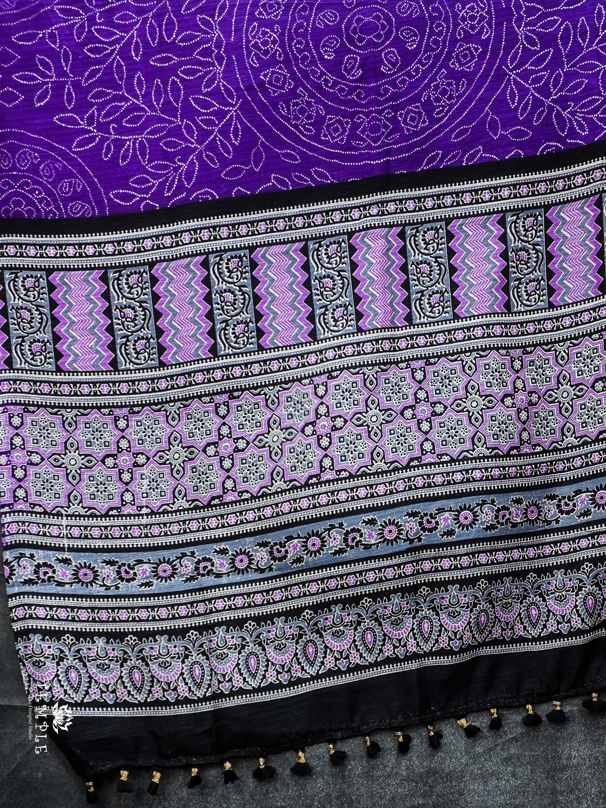 Printed Linen Silk Saree | TTDS2272