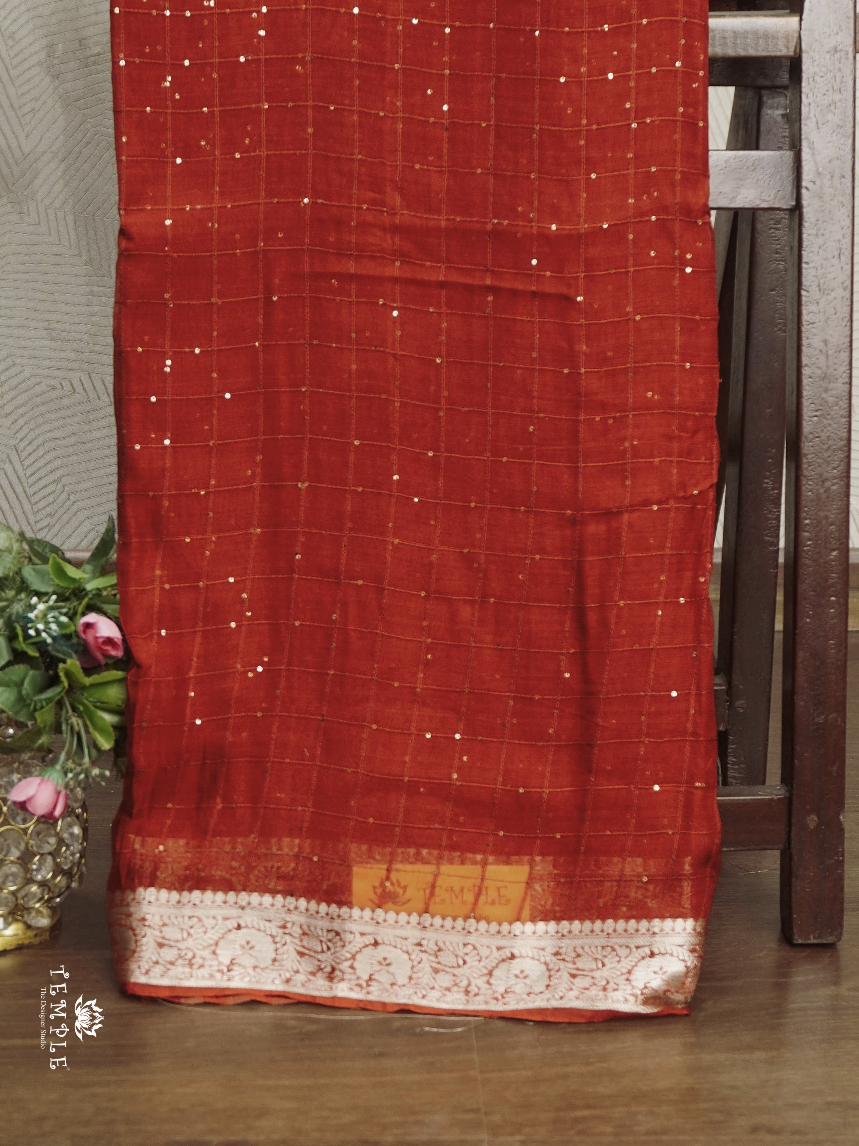 Viscose Georgette Saree (Rustic Orange)| TTDS2695