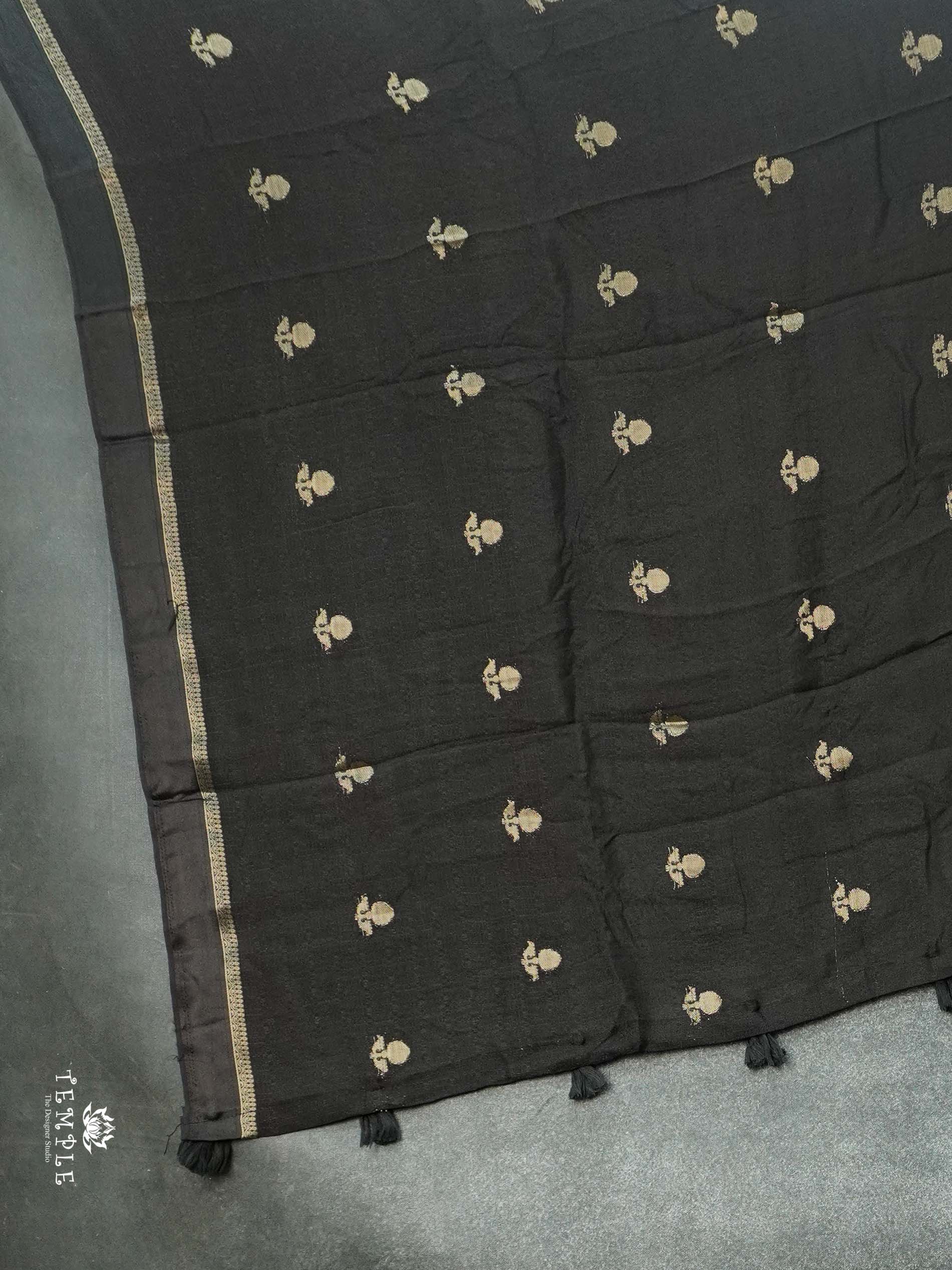 Khadi Silk Sarees(Black) | TTDS2225