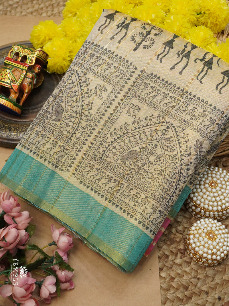 Printed Paper Tussar Saree | TTDS2786 | PRE BOOKING