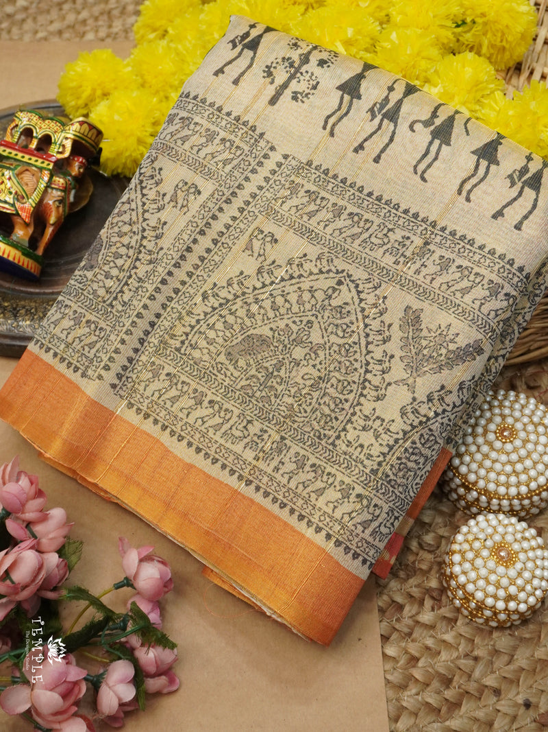 Printed Paper Tussar Saree | TTDS2786 | PRE BOOKING