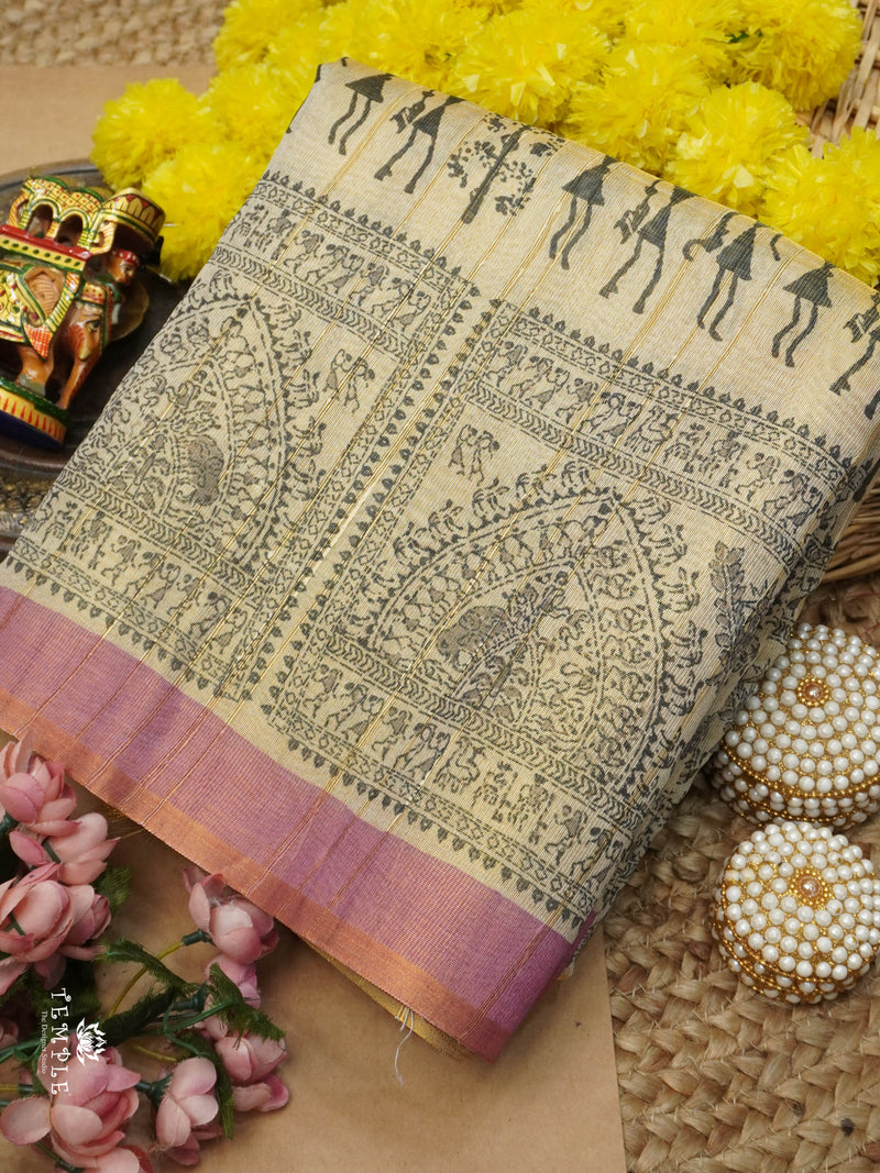 Printed Paper Tussar Saree | TTDS2786 | PRE BOOKING