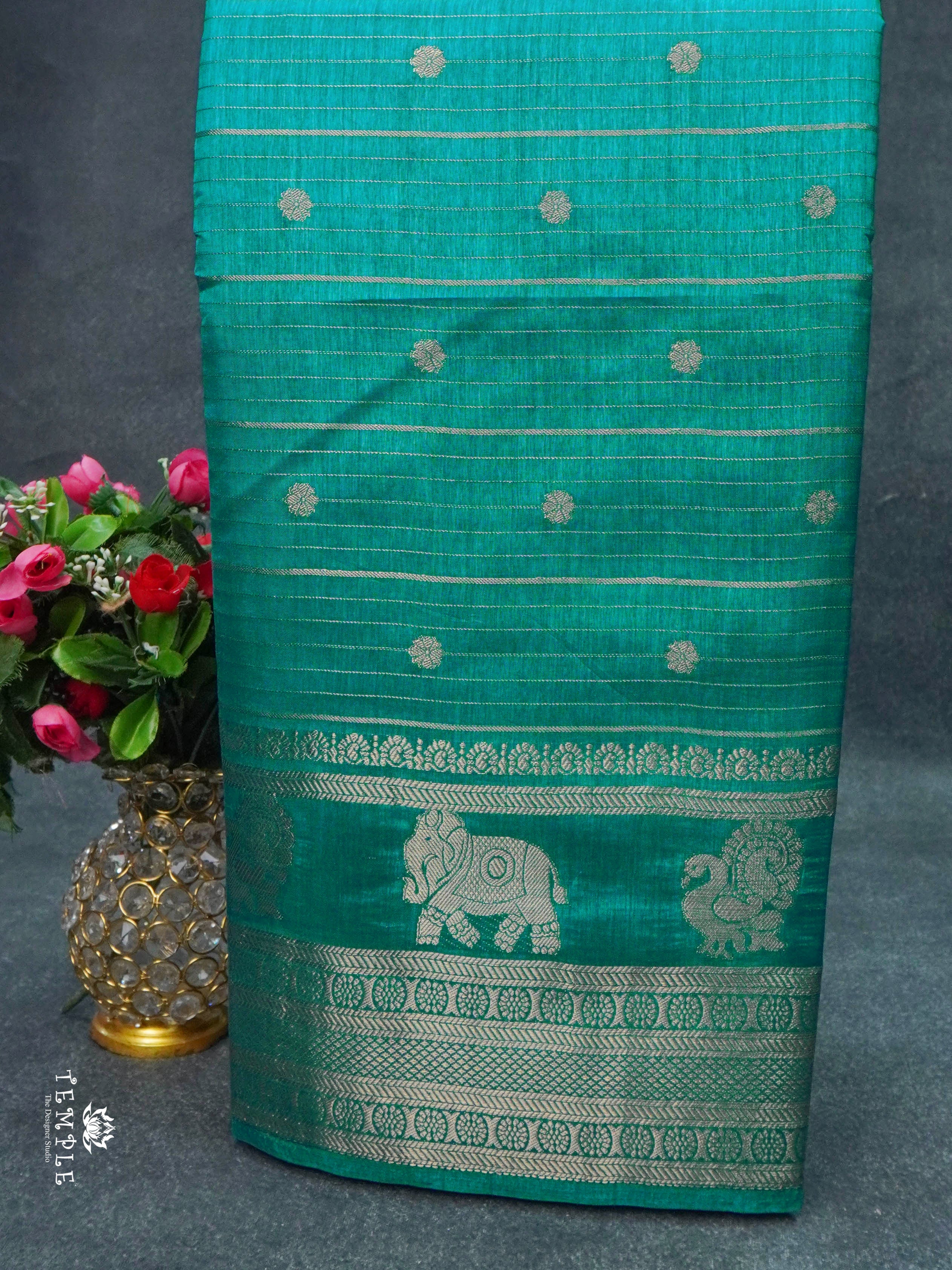 Semi Tussar Saree(Rama Green) | TTDS1493