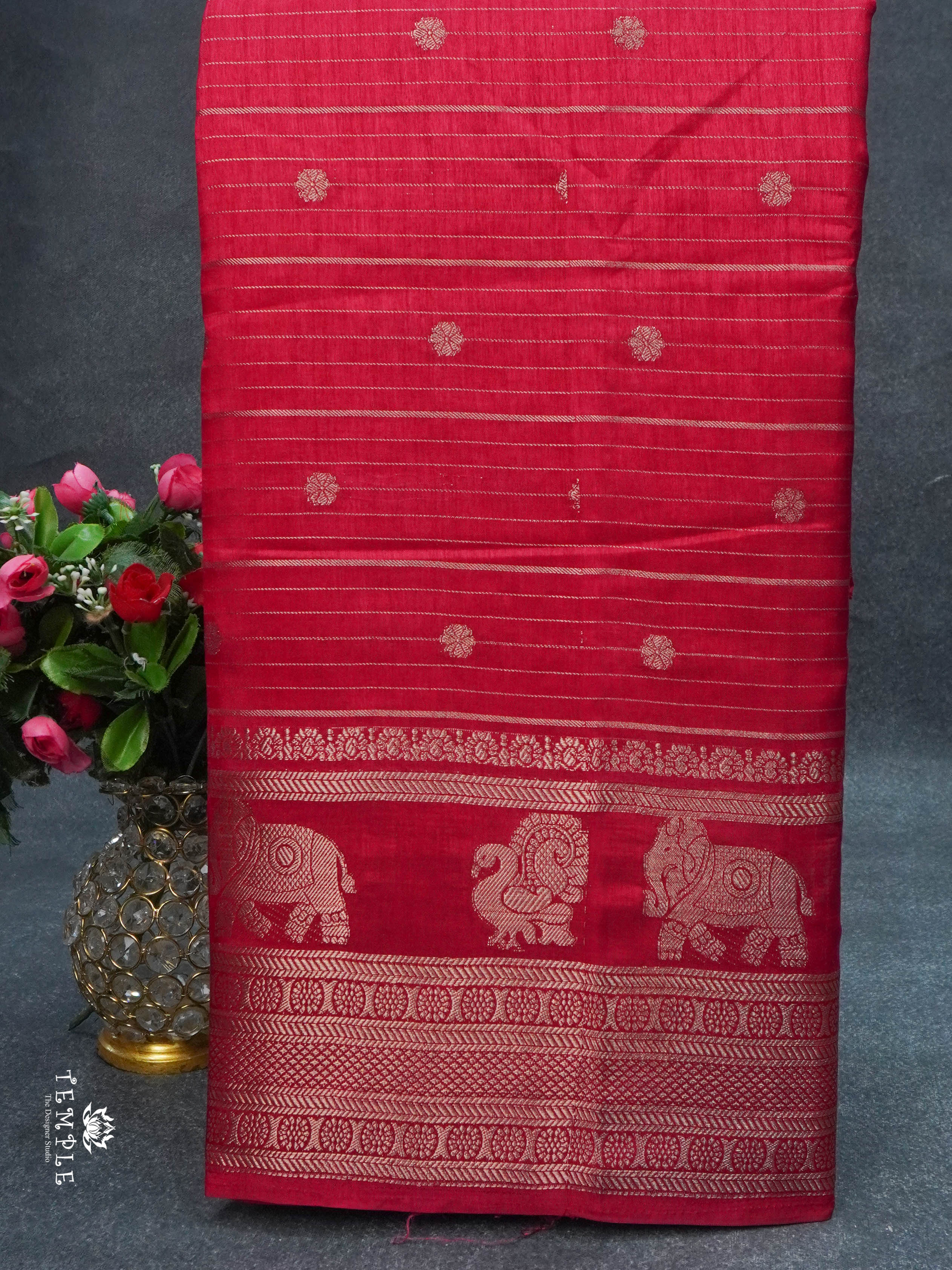 Semi Tussar Saree(Reddish Pink)| TTDS1493 | PRE BOOKING