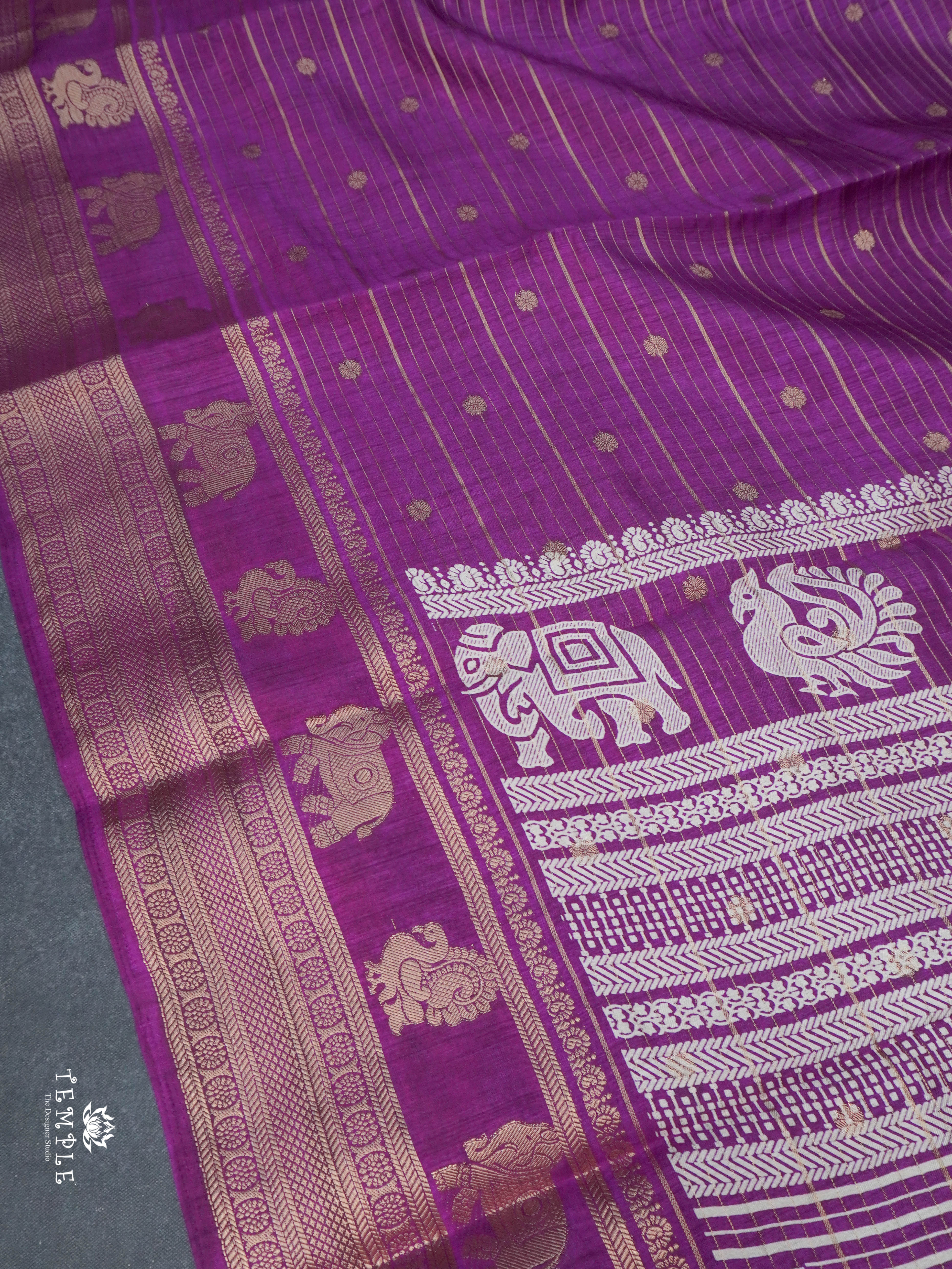 Semi Tussar Saree(Magenta)| TTDS1493