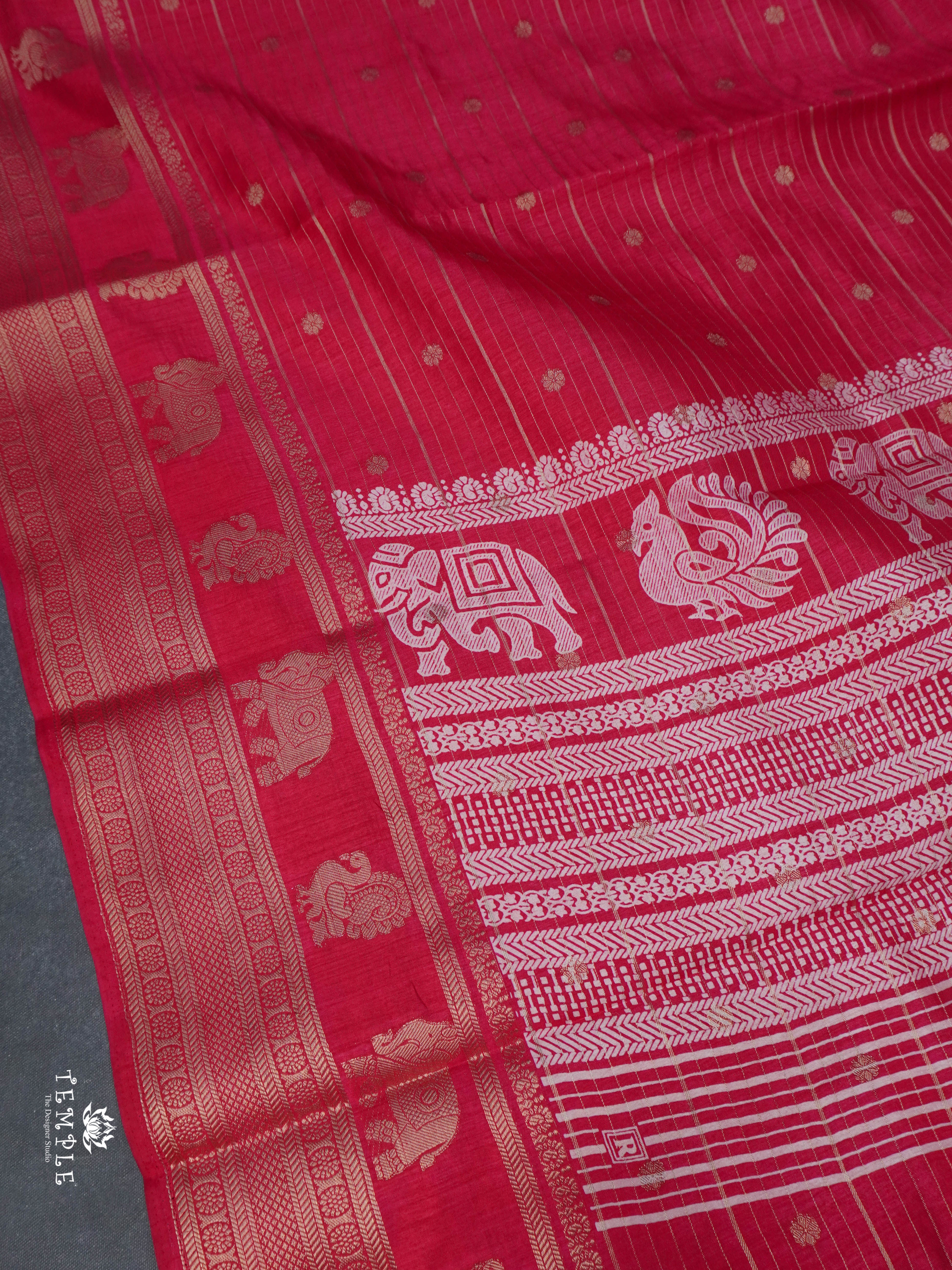 Semi Tussar Saree(Reddish Pink)| TTDS1493 | PRE BOOKING