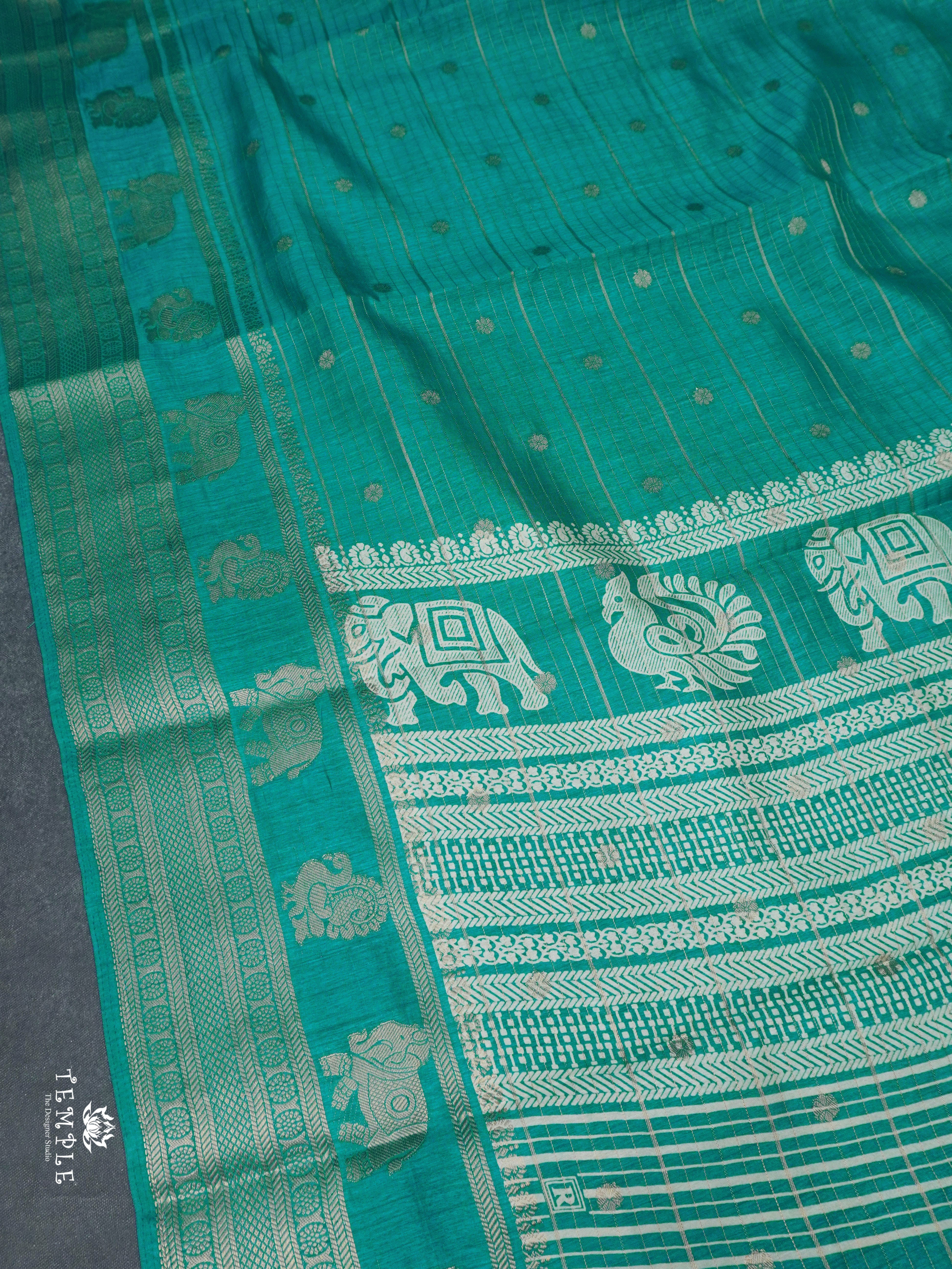 Semi Tussar Saree(Rama Green) | TTDS1493