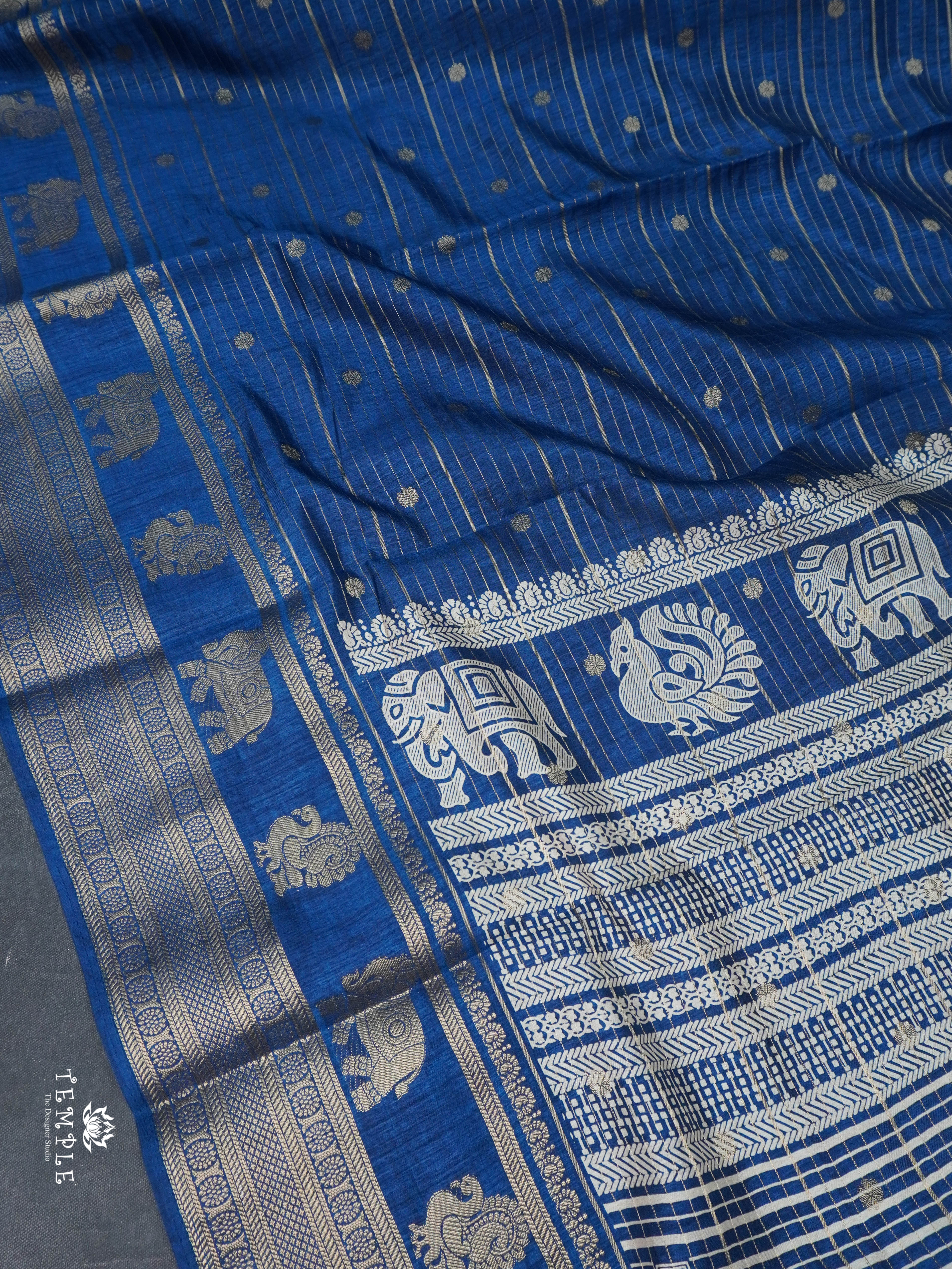 Semi Tussar Saree(Peacock Blue) | TTDS1493 | PRE BOOKING