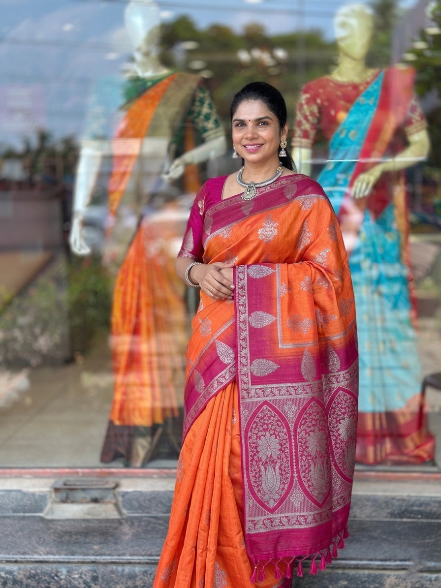 Semi Tussar Silk Saree | TTDS3192