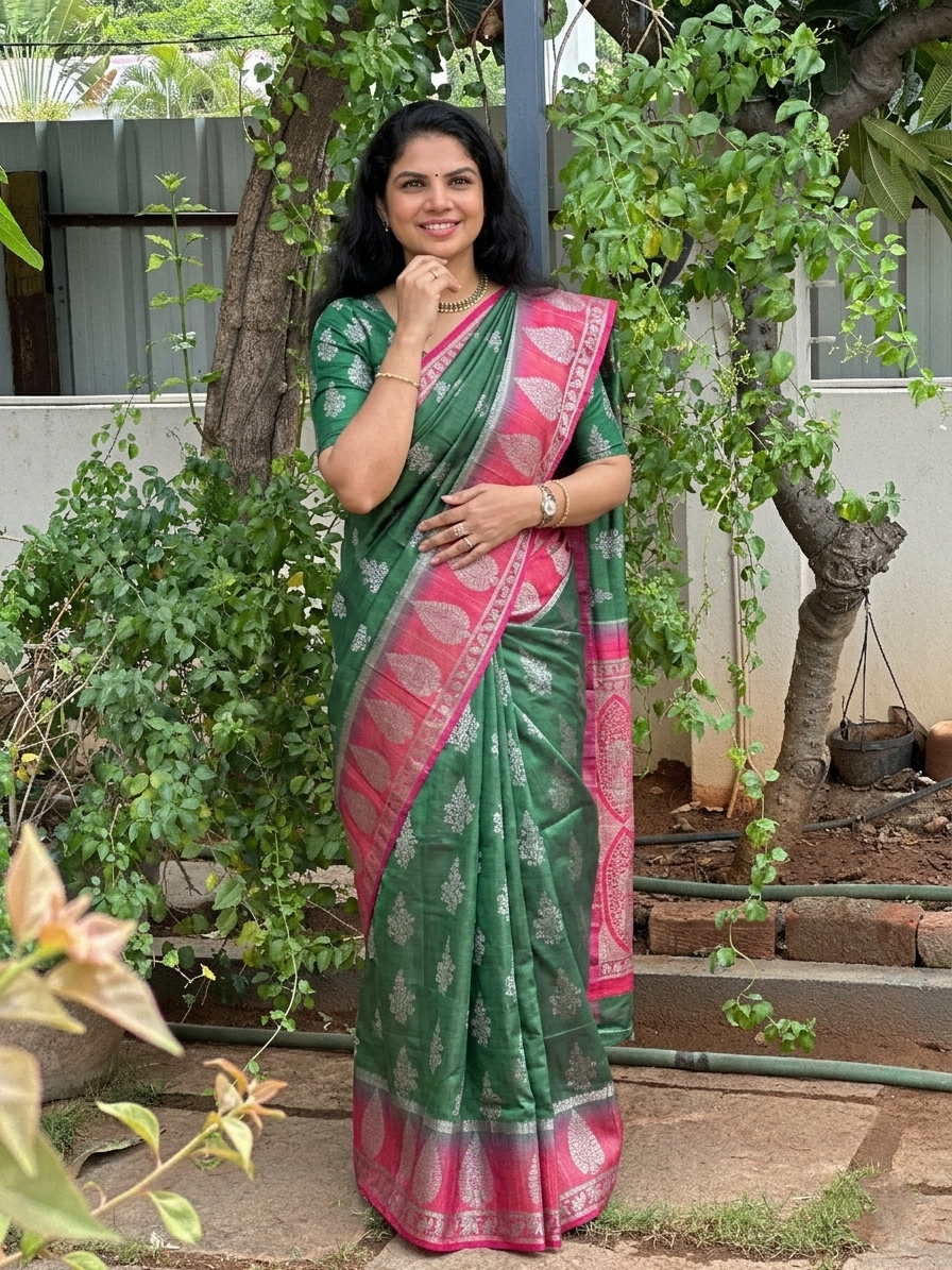 Semi Tussar Silk Saree | TTDS3192