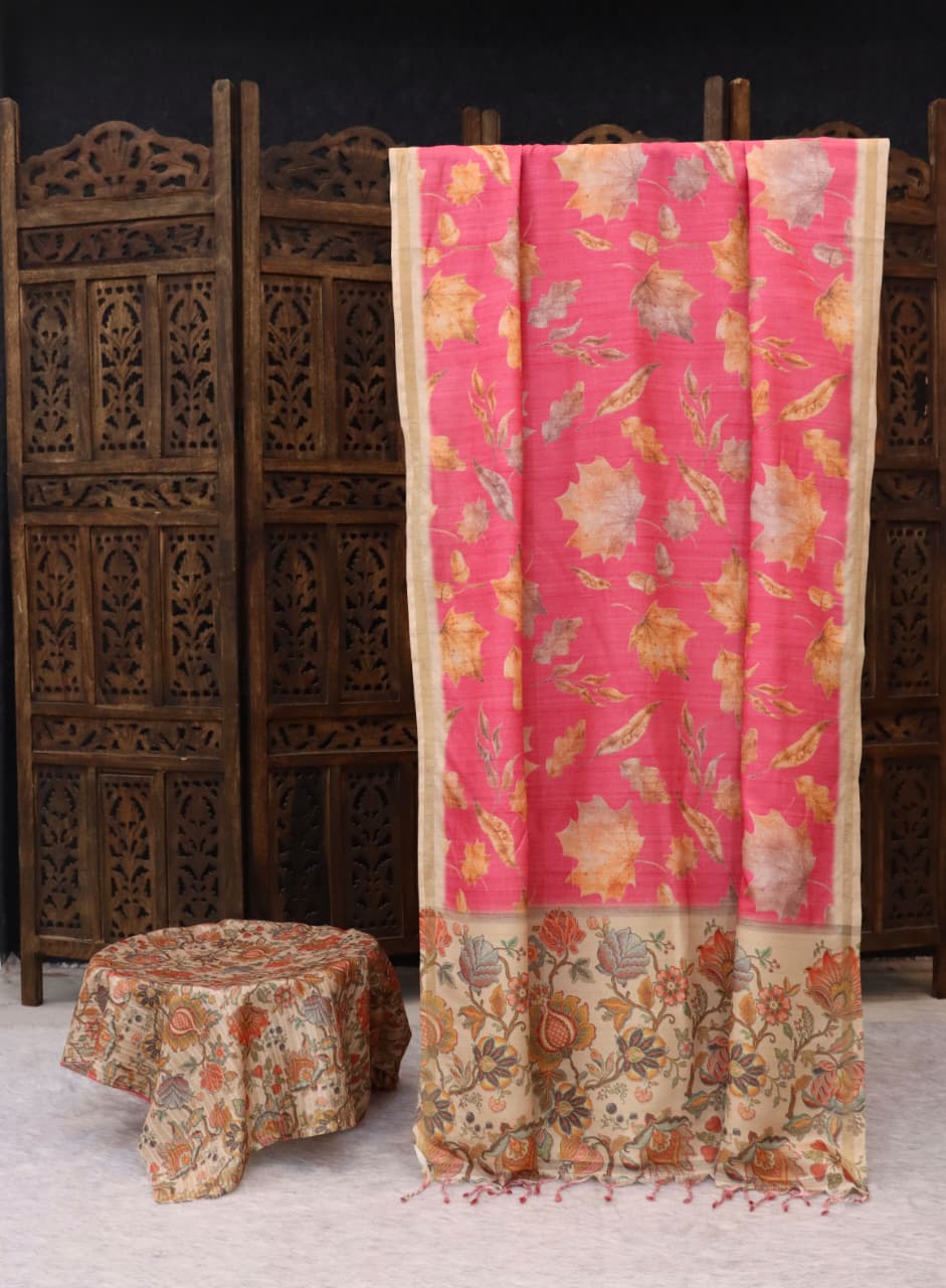 Handloom tussar with Fusion print | TTDS2978