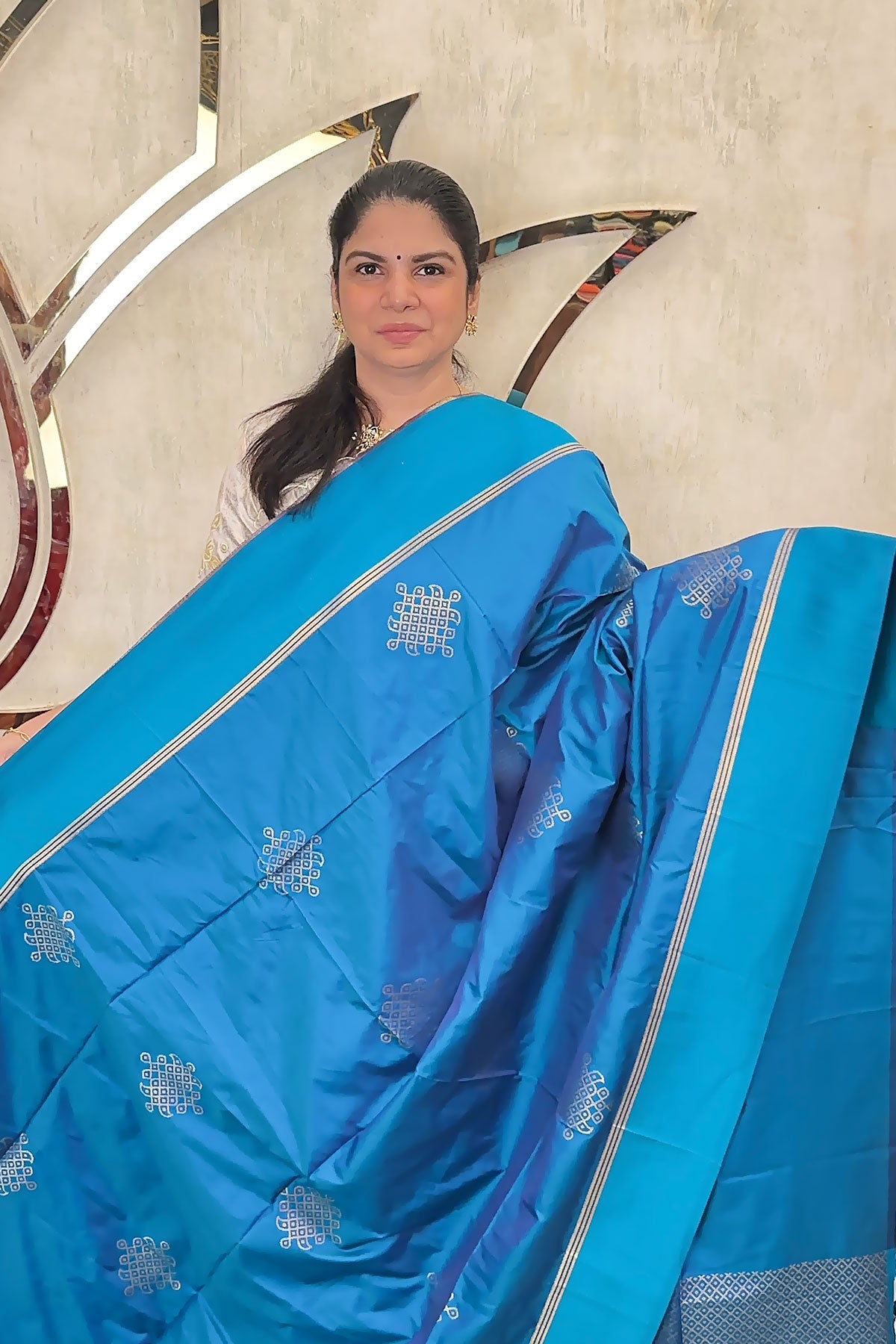Semi Silk Saree With Kolam Designs | TTDS3081