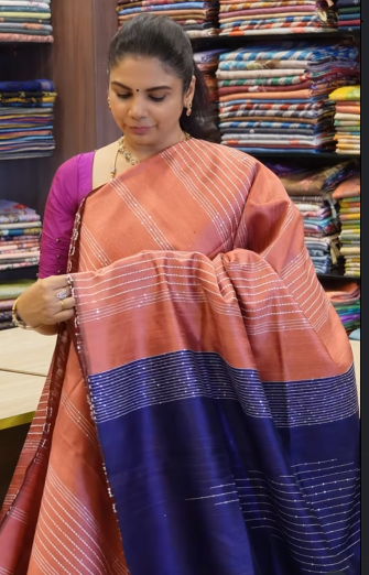 Raw Silk Saree with sequins Work | TTDS2100 | PRE BOOKING