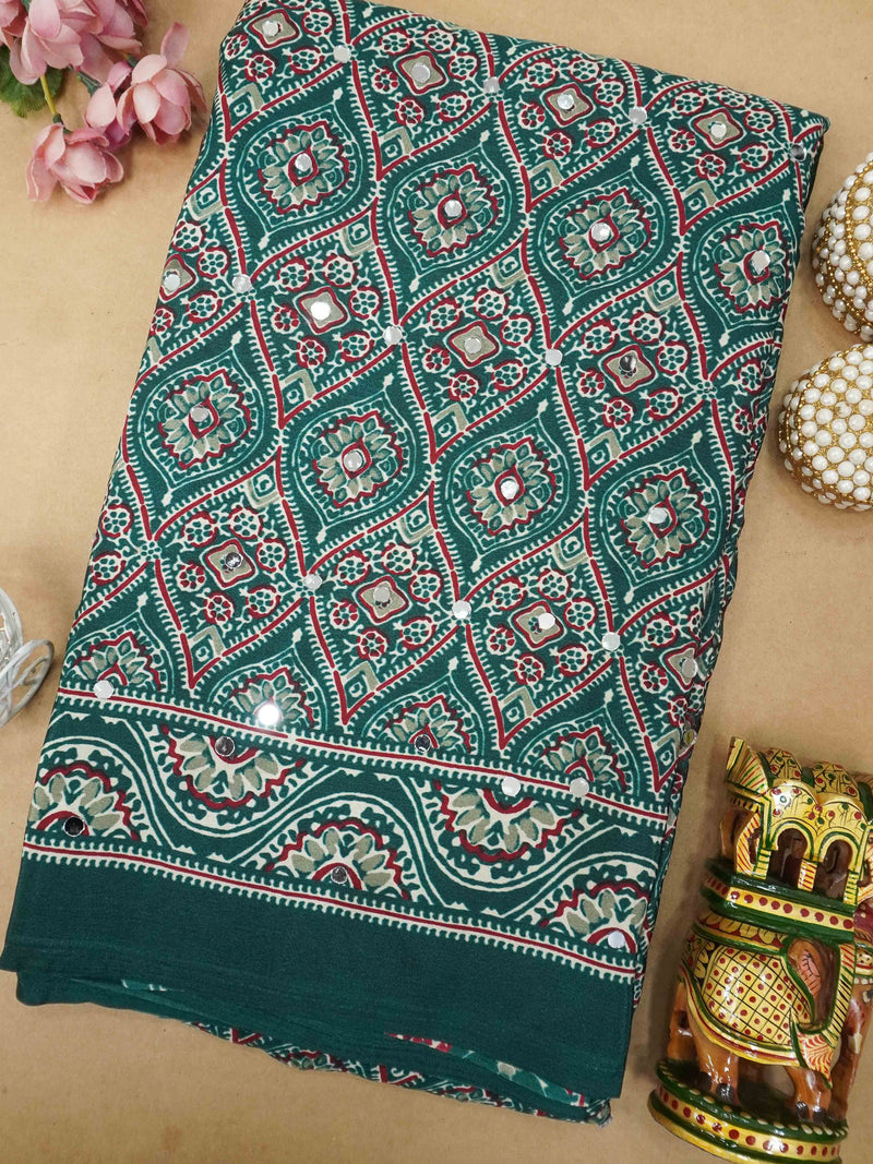 Ajrakh Printed Modal Silk Saree | TTDS3165