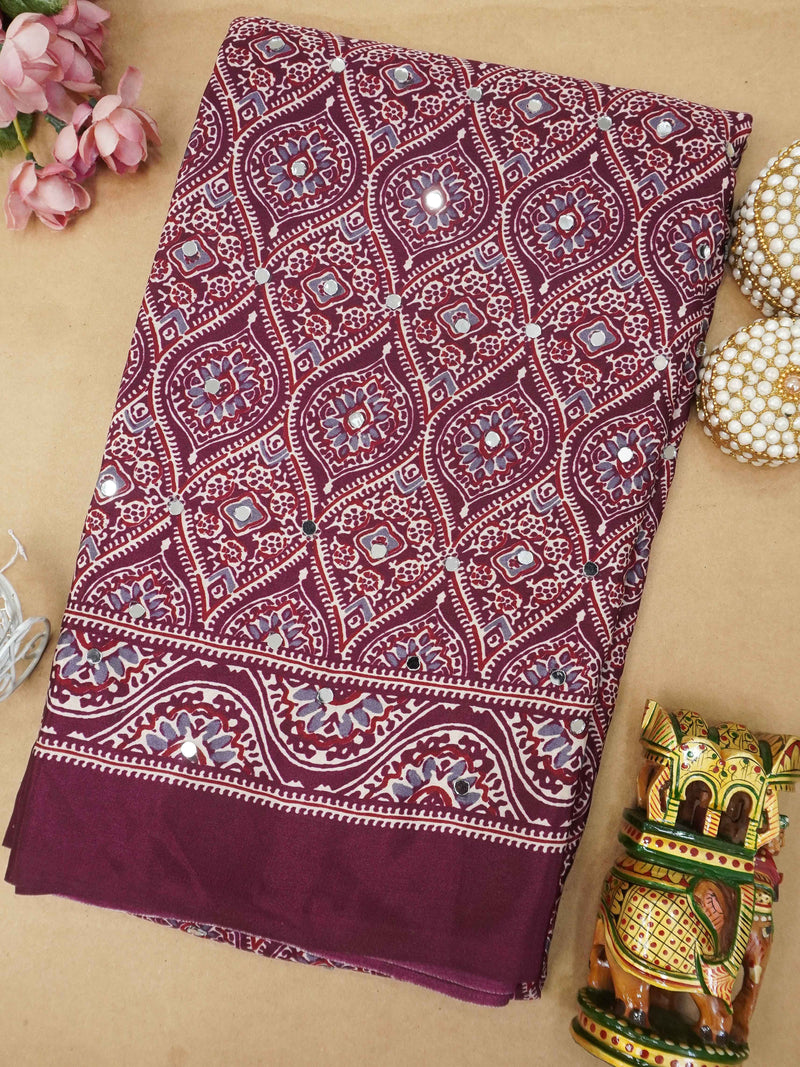 Ajrakh Printed Modal Silk Saree | TTDS3165