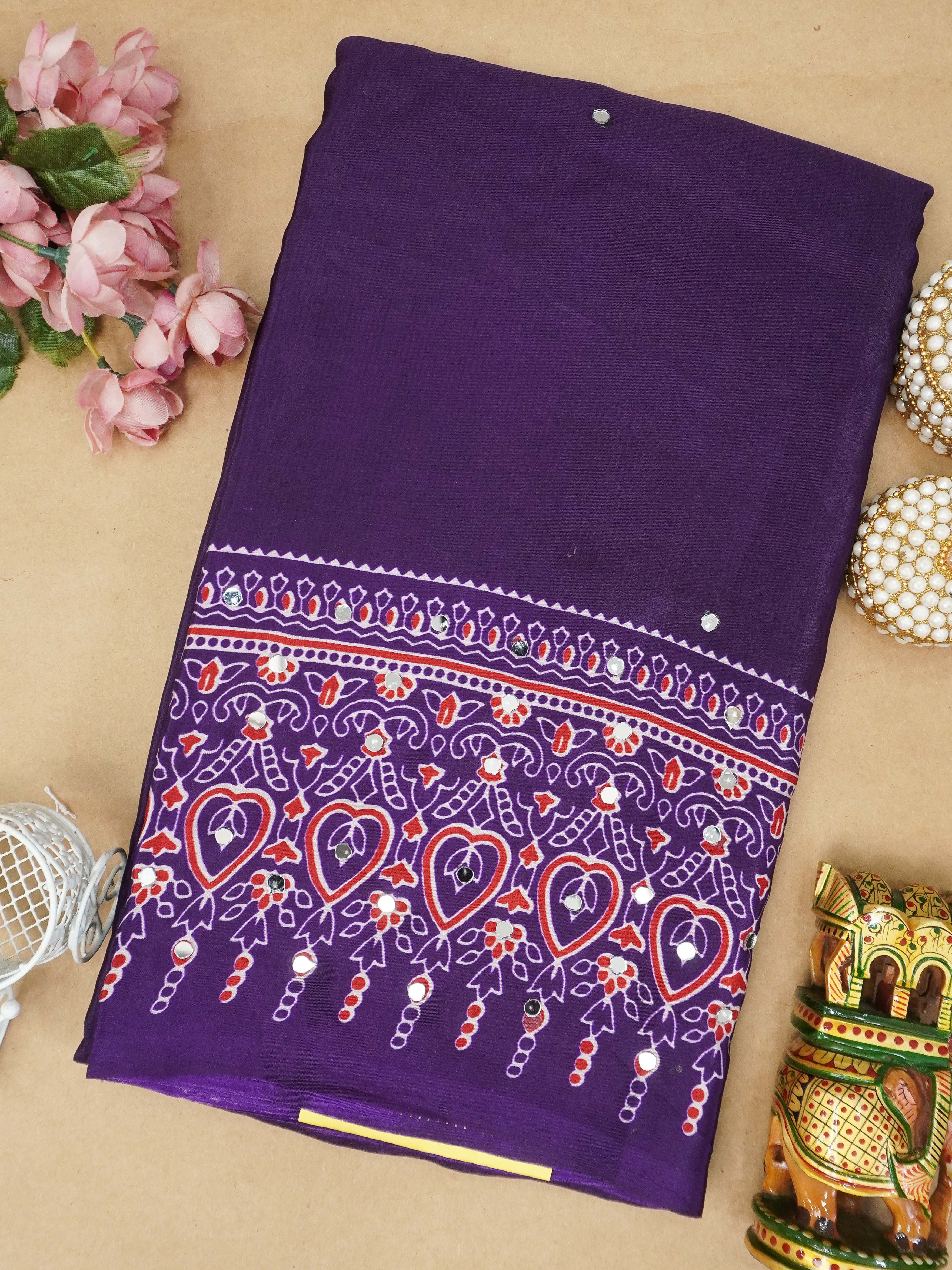 Ajrakh Printed Modal Silk Saree | TTDS3167