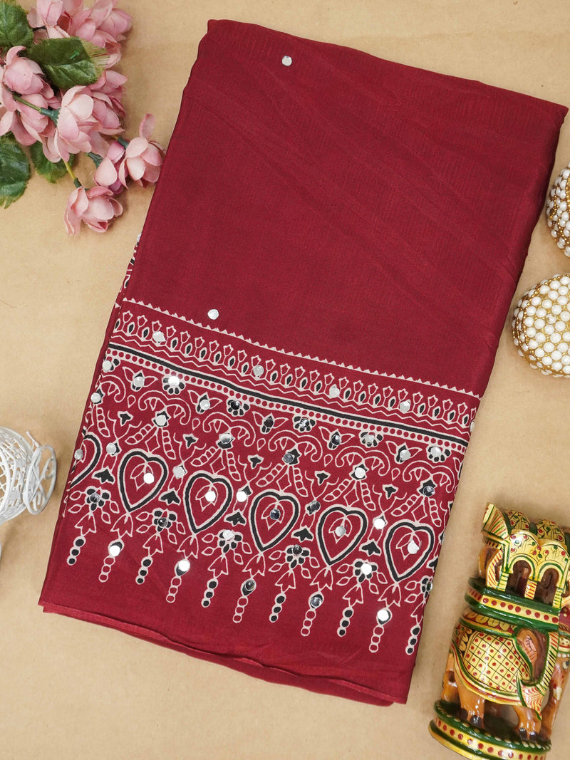 Ajrakh Printed Modal Silk Saree | TTDS3167
