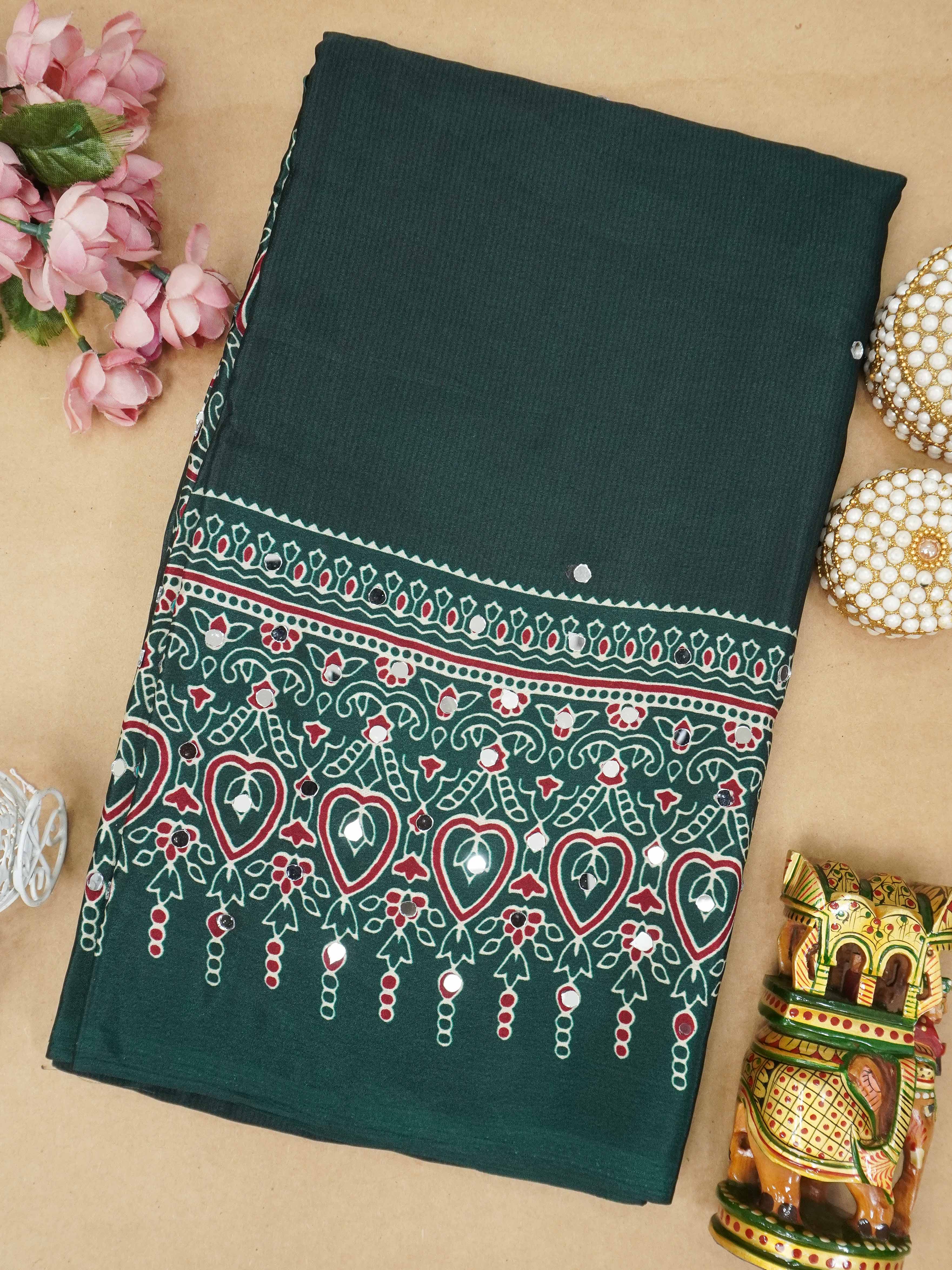 Ajrakh Printed Modal Silk Saree | TTDS3167
