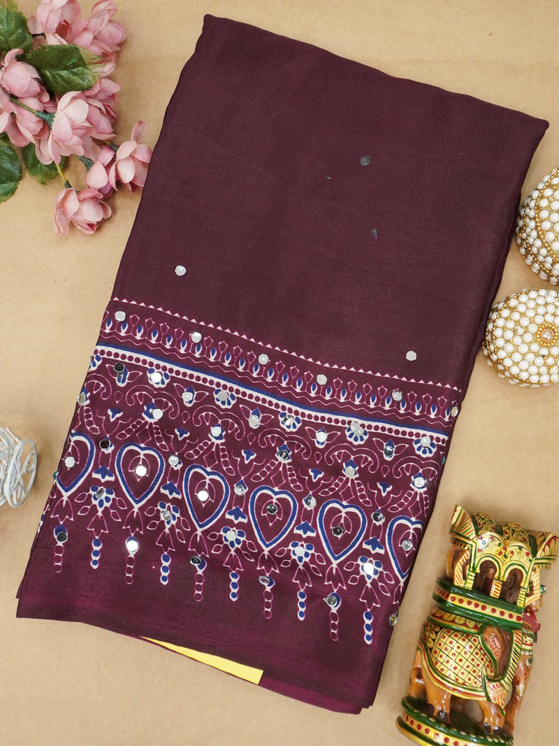 Ajrakh Printed Modal Silk Saree | TTDS3167