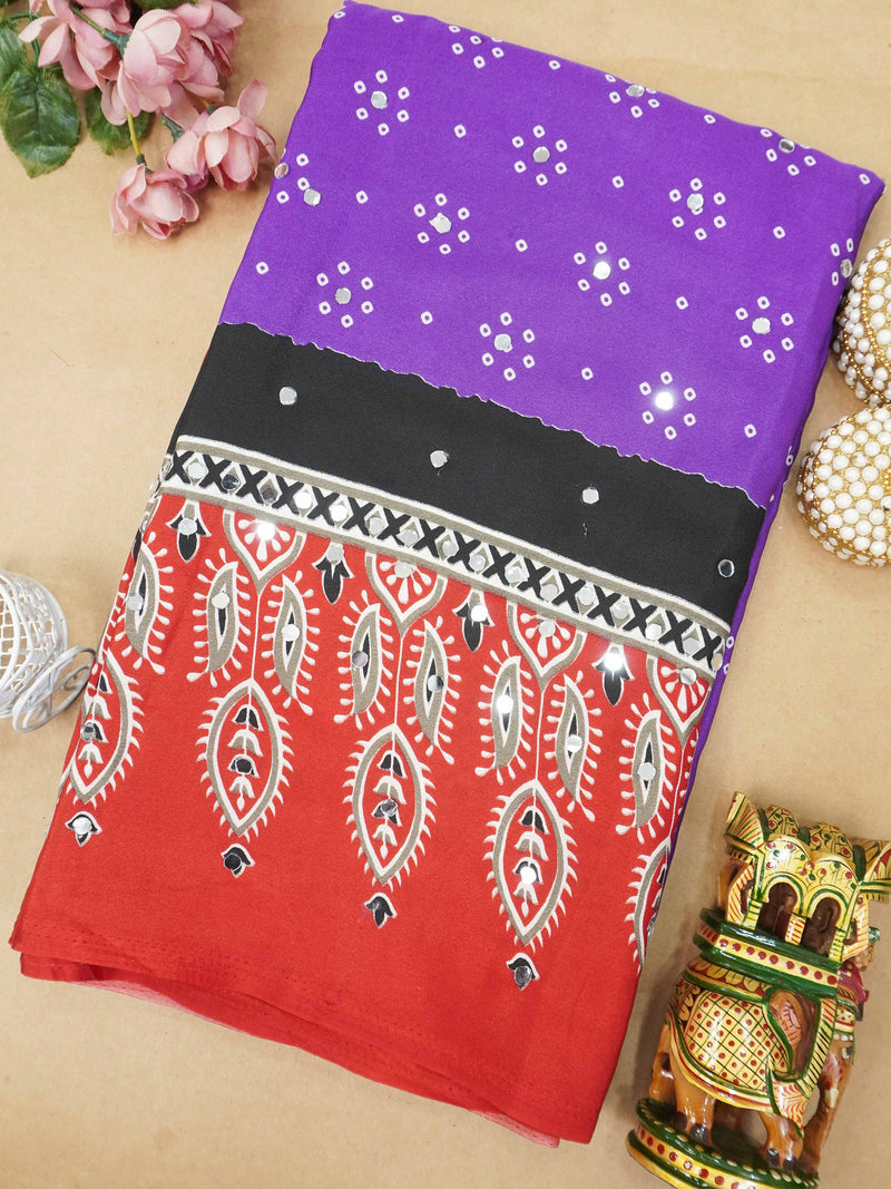 Ajrakh Printed Modal Silk Saree | TTDS3166