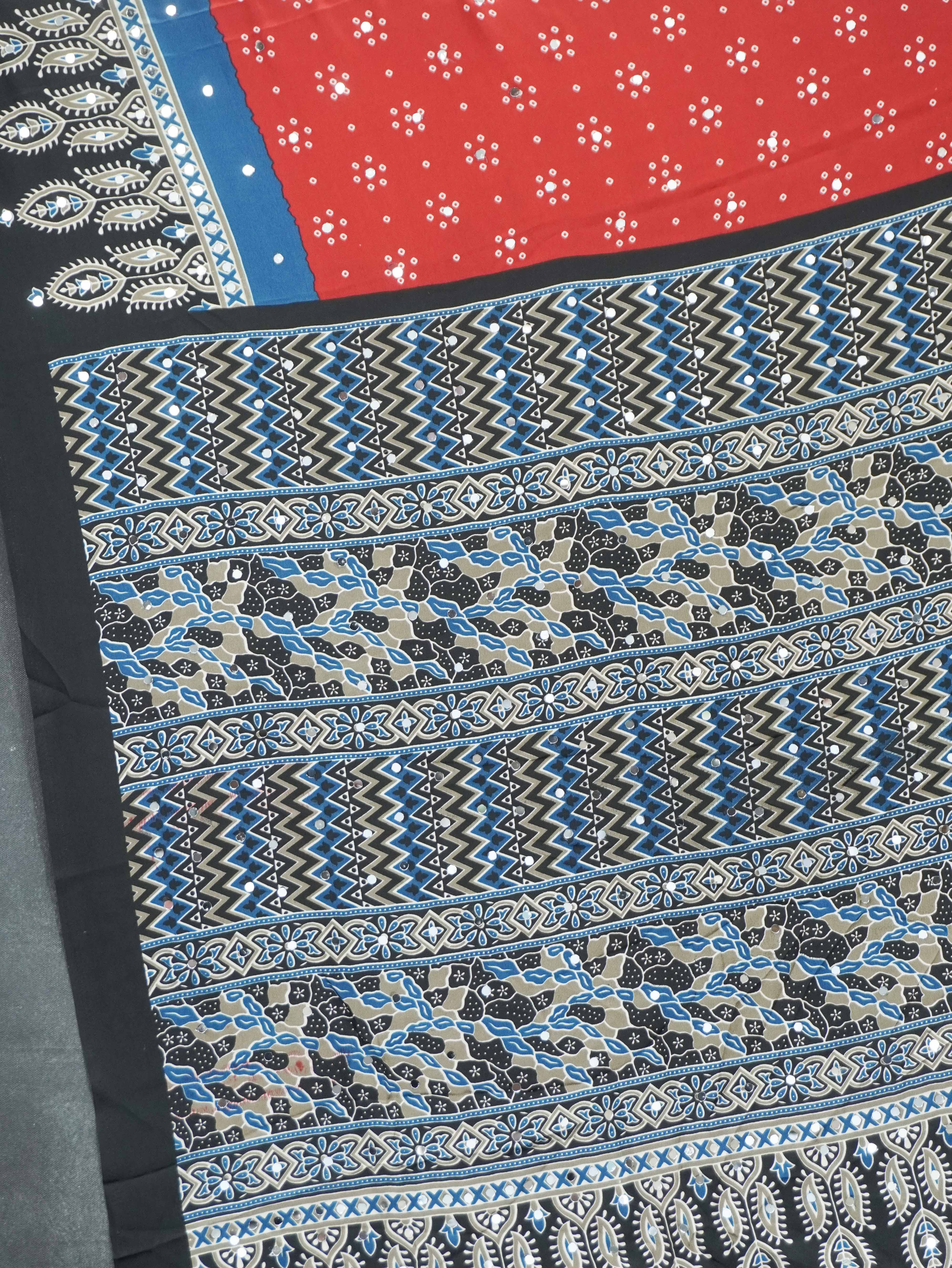 Ajrakh Printed Modal Silk Saree | TTDS3166