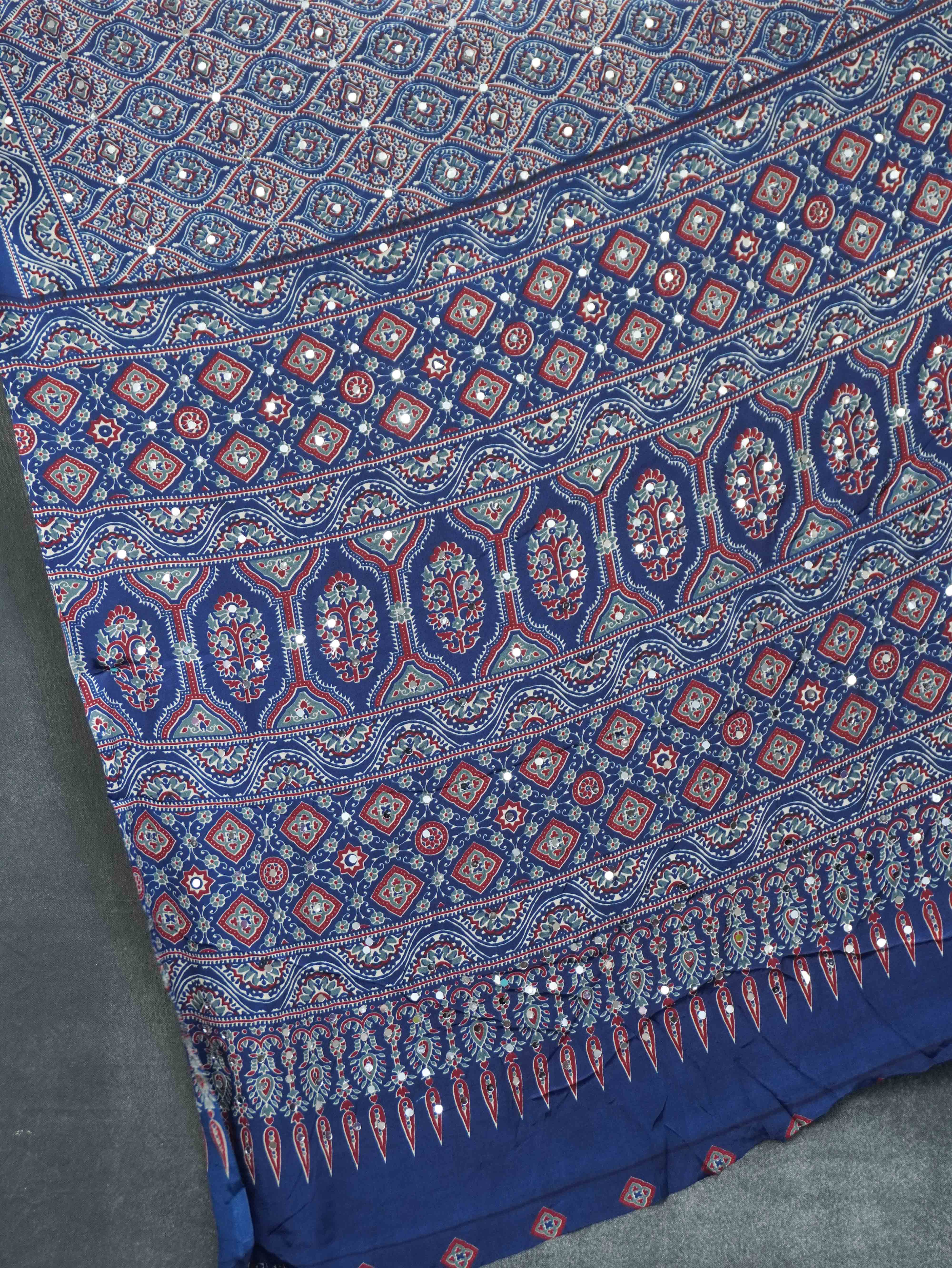 Ajrakh Printed Modal Silk Saree | TTDS3165