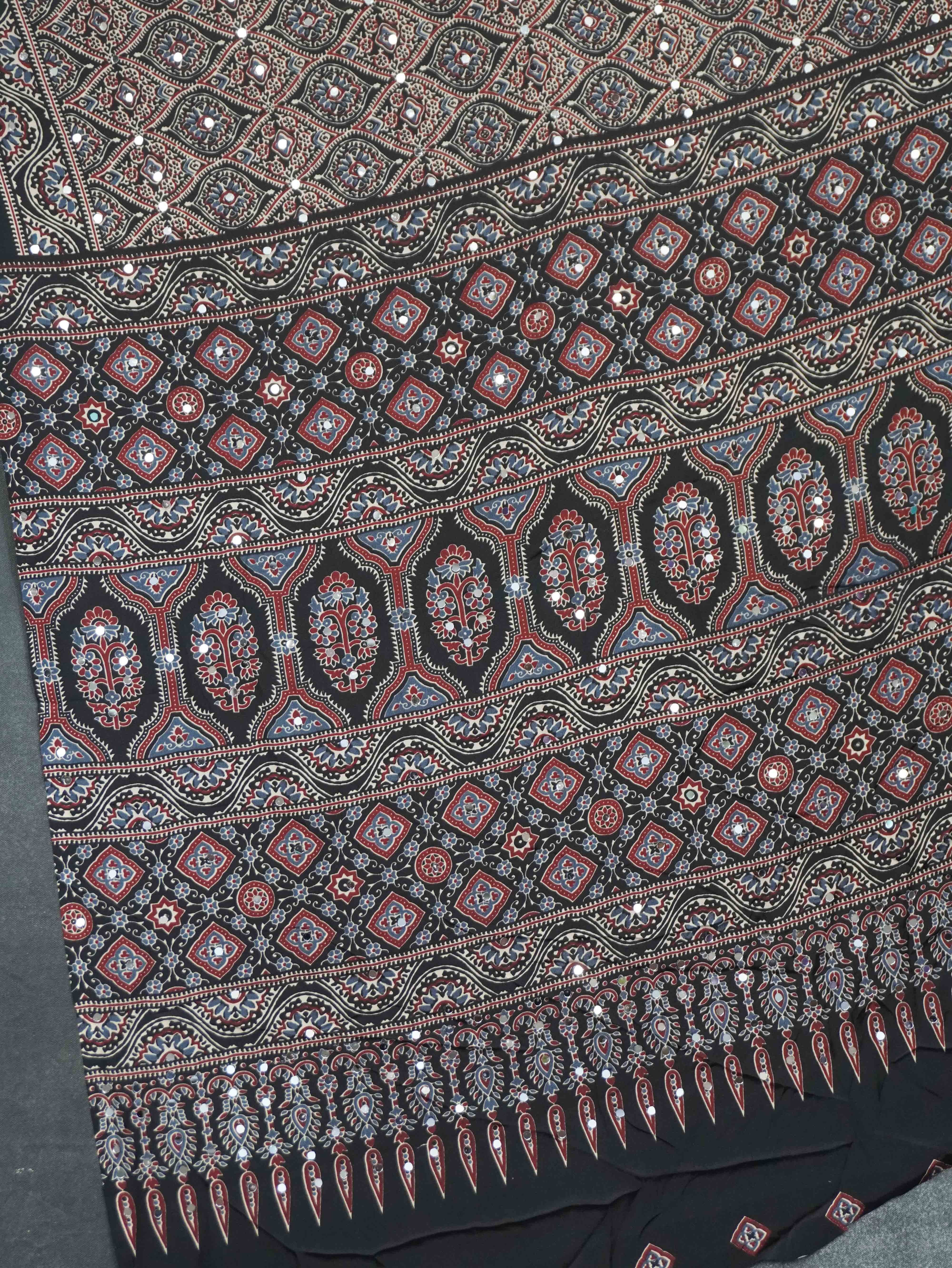 Ajrakh Printed Modal Silk Saree | TTDS3165