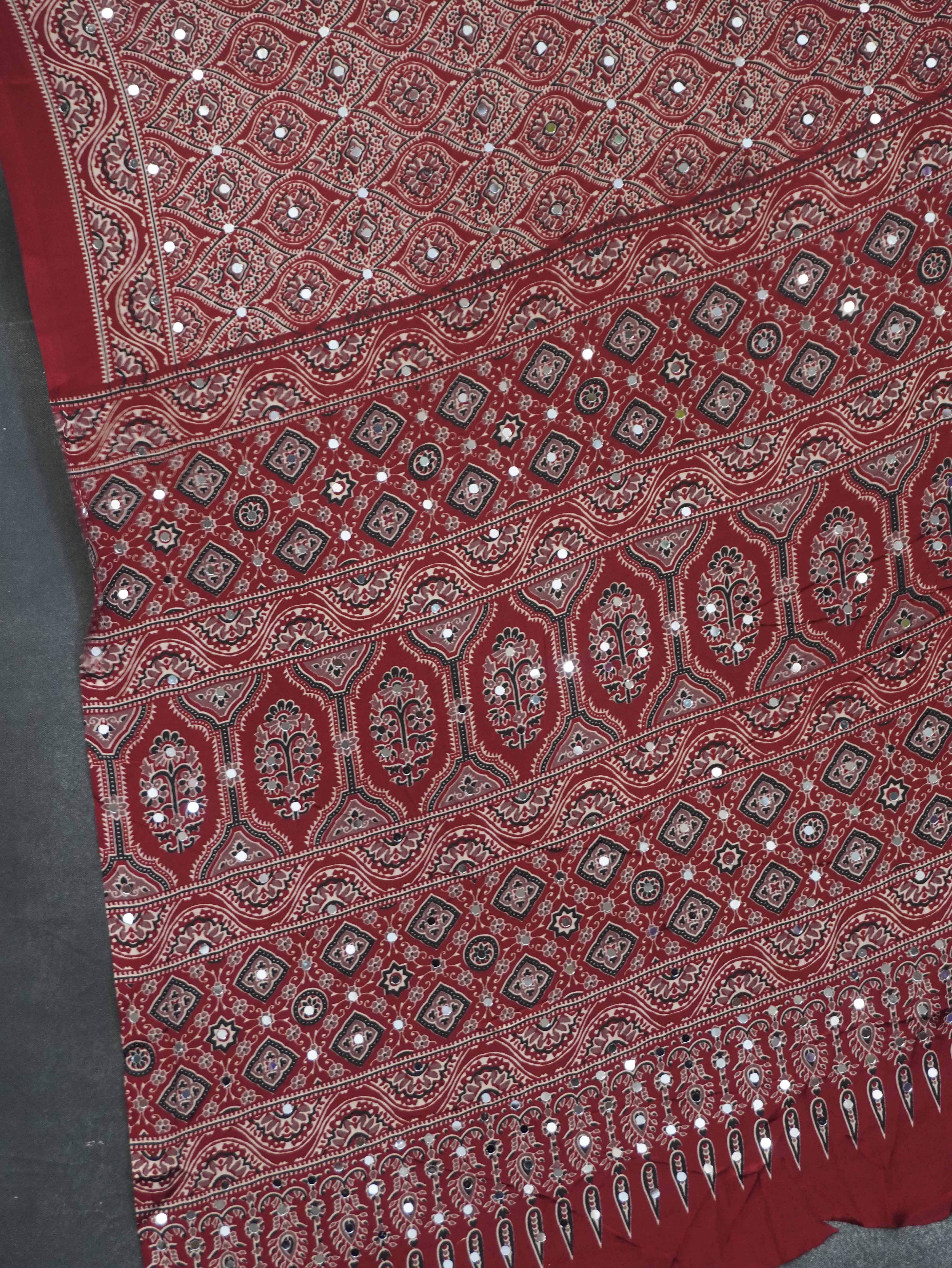 Ajrakh Printed Modal Silk Saree | TTDS3165