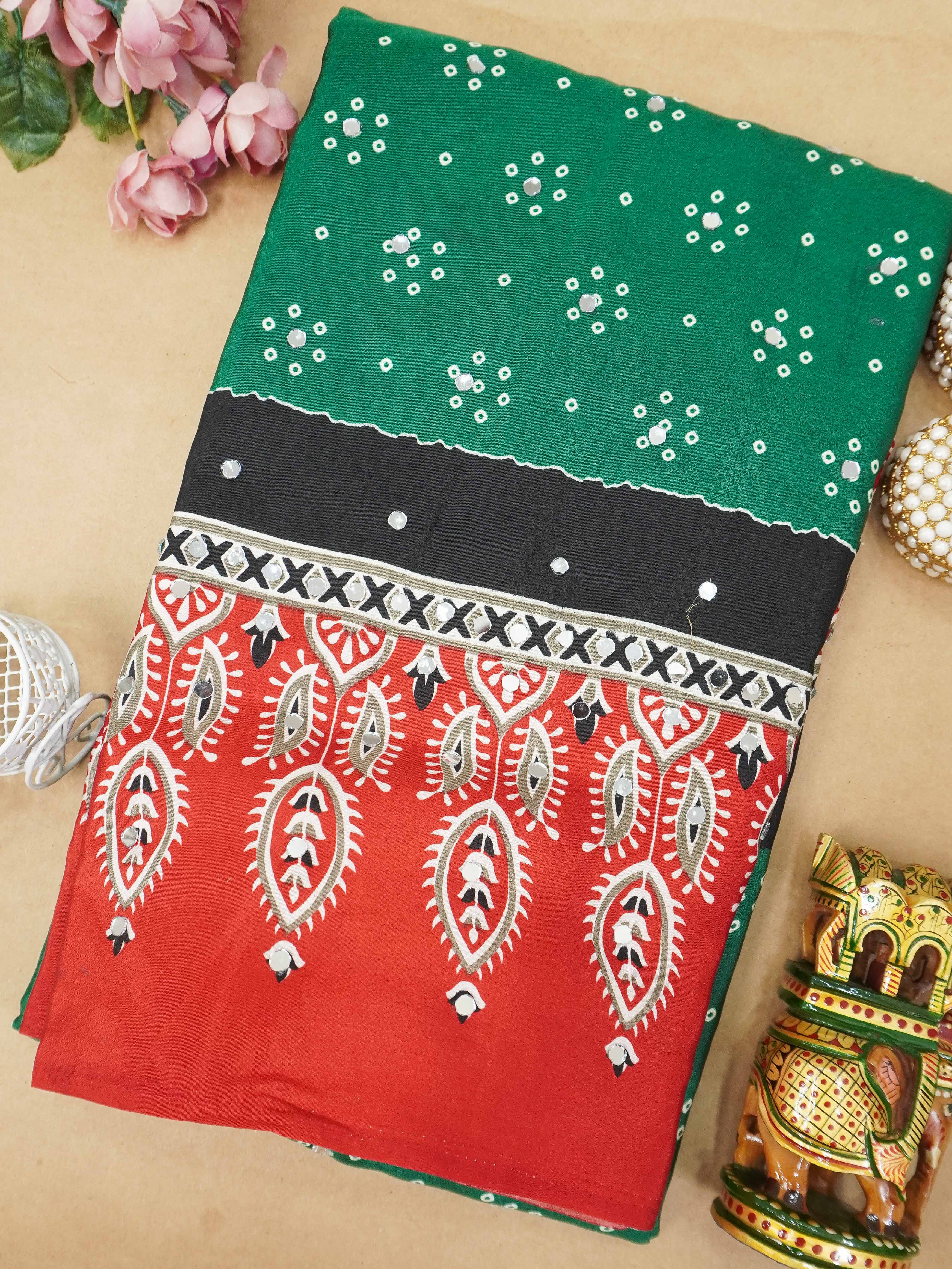 Ajrakh Printed Modal Silk Saree | TTDS3166