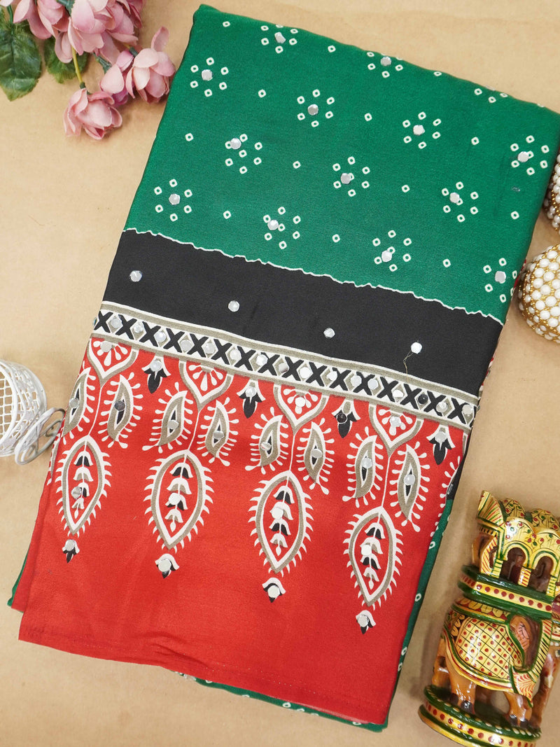 Ajrakh Printed Modal Silk Saree | TTDS3166