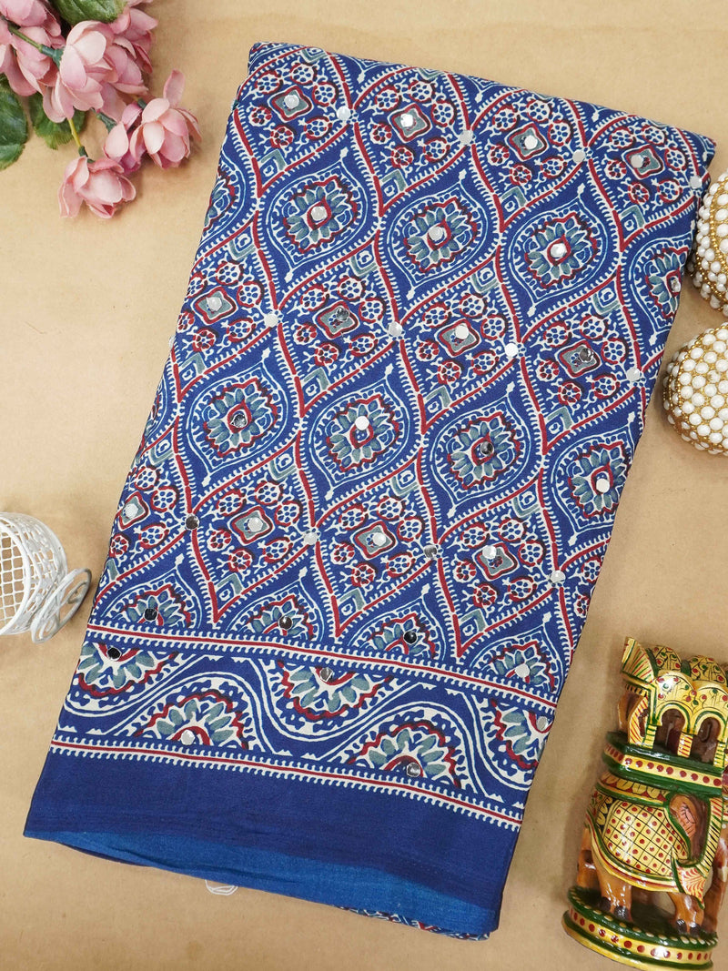 Ajrakh Printed Modal Silk Saree | TTDS3165
