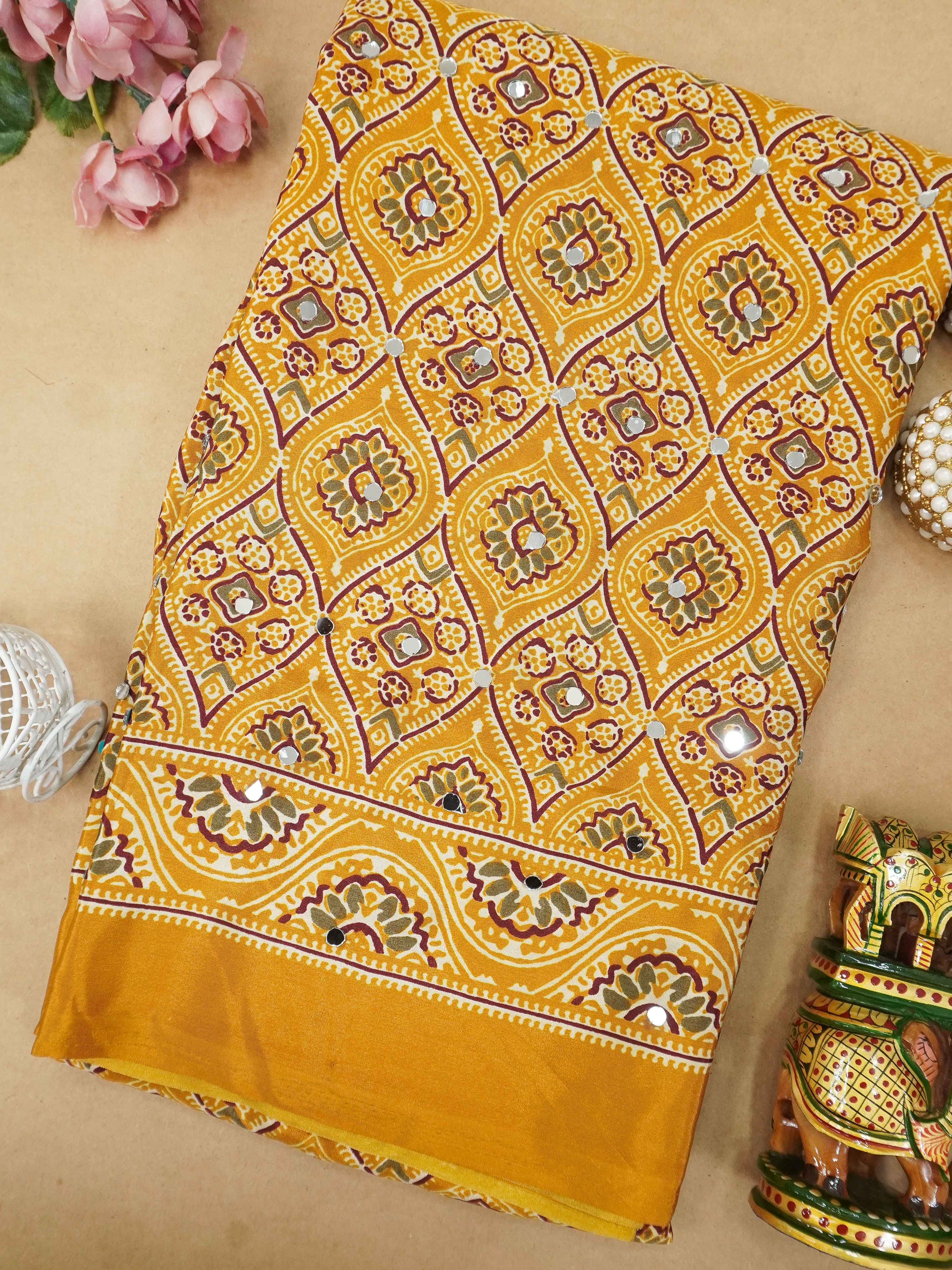 Ajrakh Printed Modal Silk Saree | TTDS3165