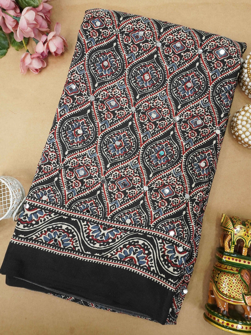 Ajrakh Printed Modal Silk Saree | TTDS3165