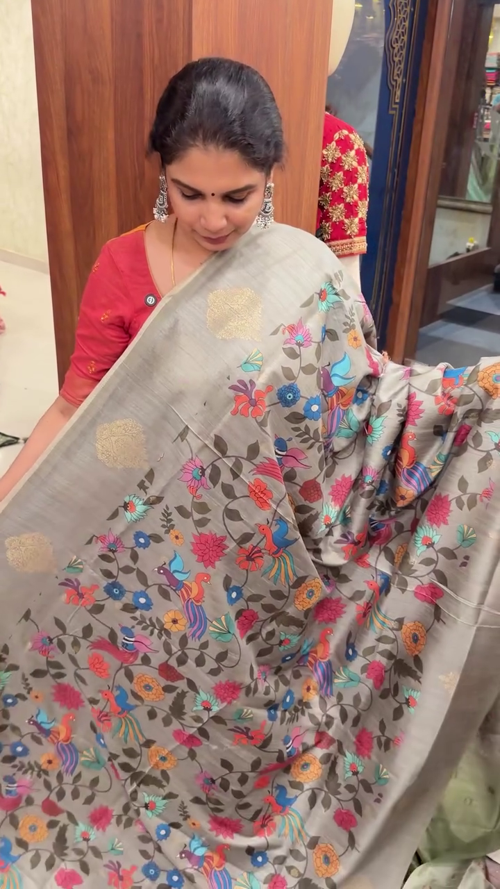 Digital Floral Printed Silk Saree With Open Border | TTDS2488