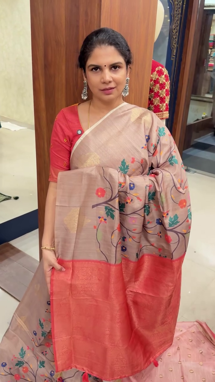 Digital Floral Printed Silk Saree With Open Border | TTDS2488