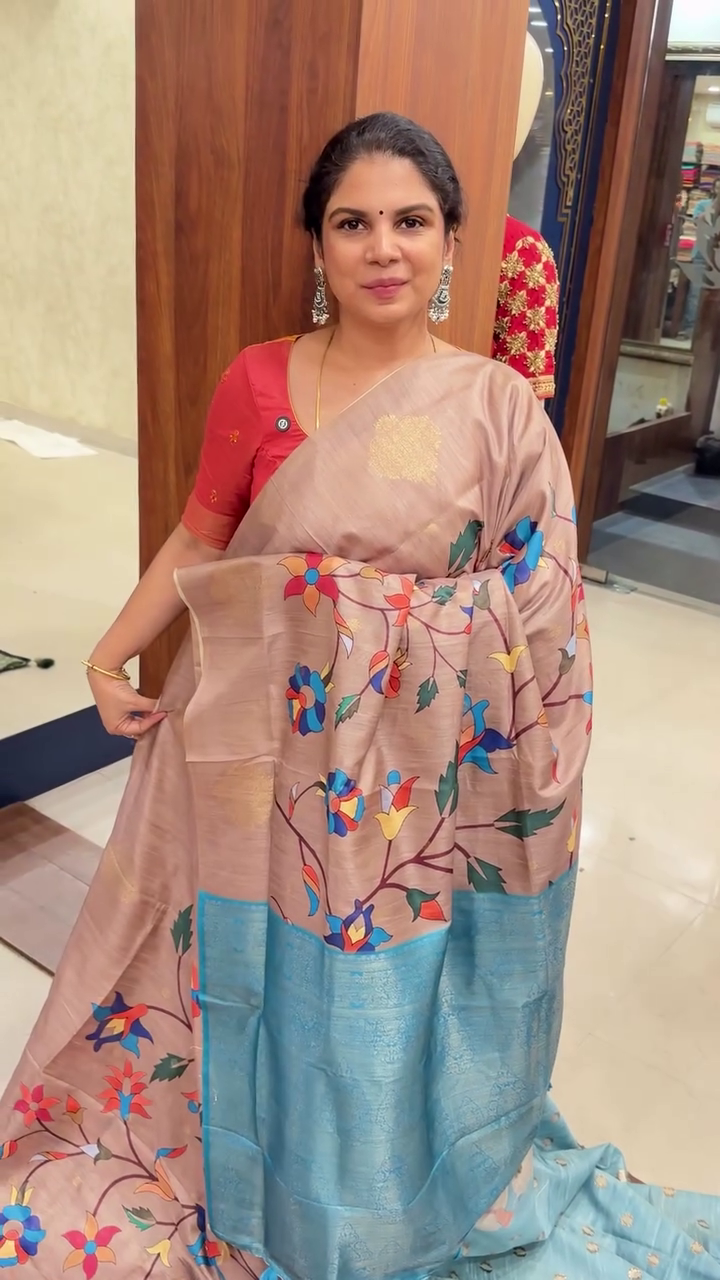 Digital Floral Printed Silk Saree With Open Border | TTDS2488