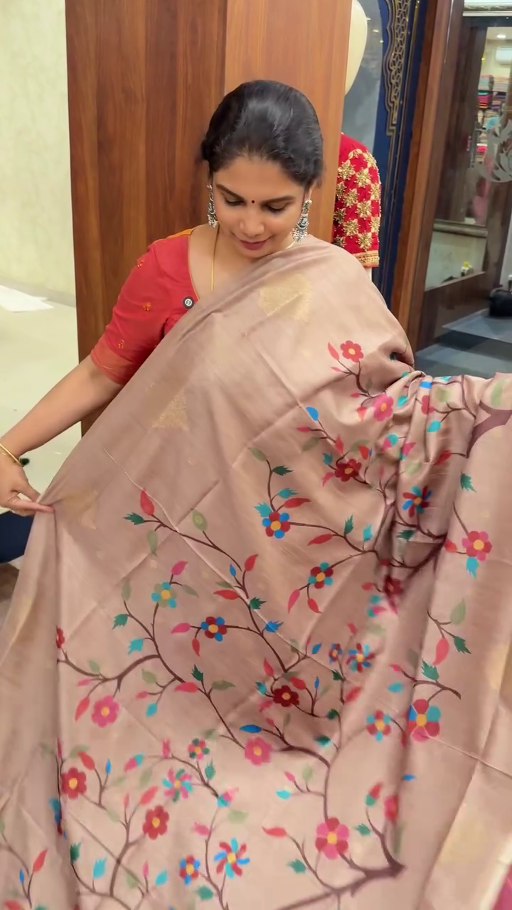 Digital Floral Printed Silk Saree With Open Border | TTDS2488