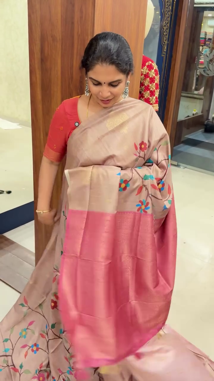 Digital Floral Printed Silk Saree With Open Border | TTDS2488