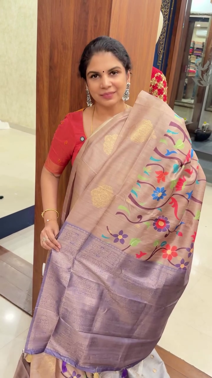 Digital Floral Printed Silk Saree With Open Border | TTDS2488