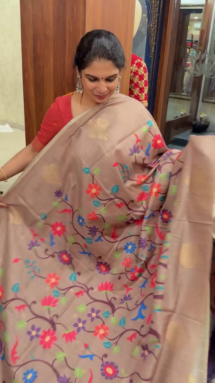 Digital Floral Printed Silk Saree With Open Border | TTDS2488