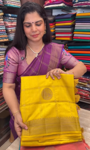 Vintage Kanchipuram Sarees(Yellow) | TTDS2933