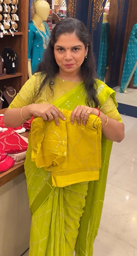 Designer Georgette Saree ( Yellow) | TTDS2382